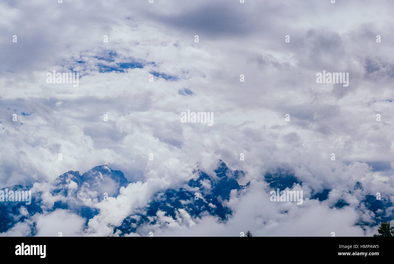 fog with clouds over the mountains Stock Photo - Alamy