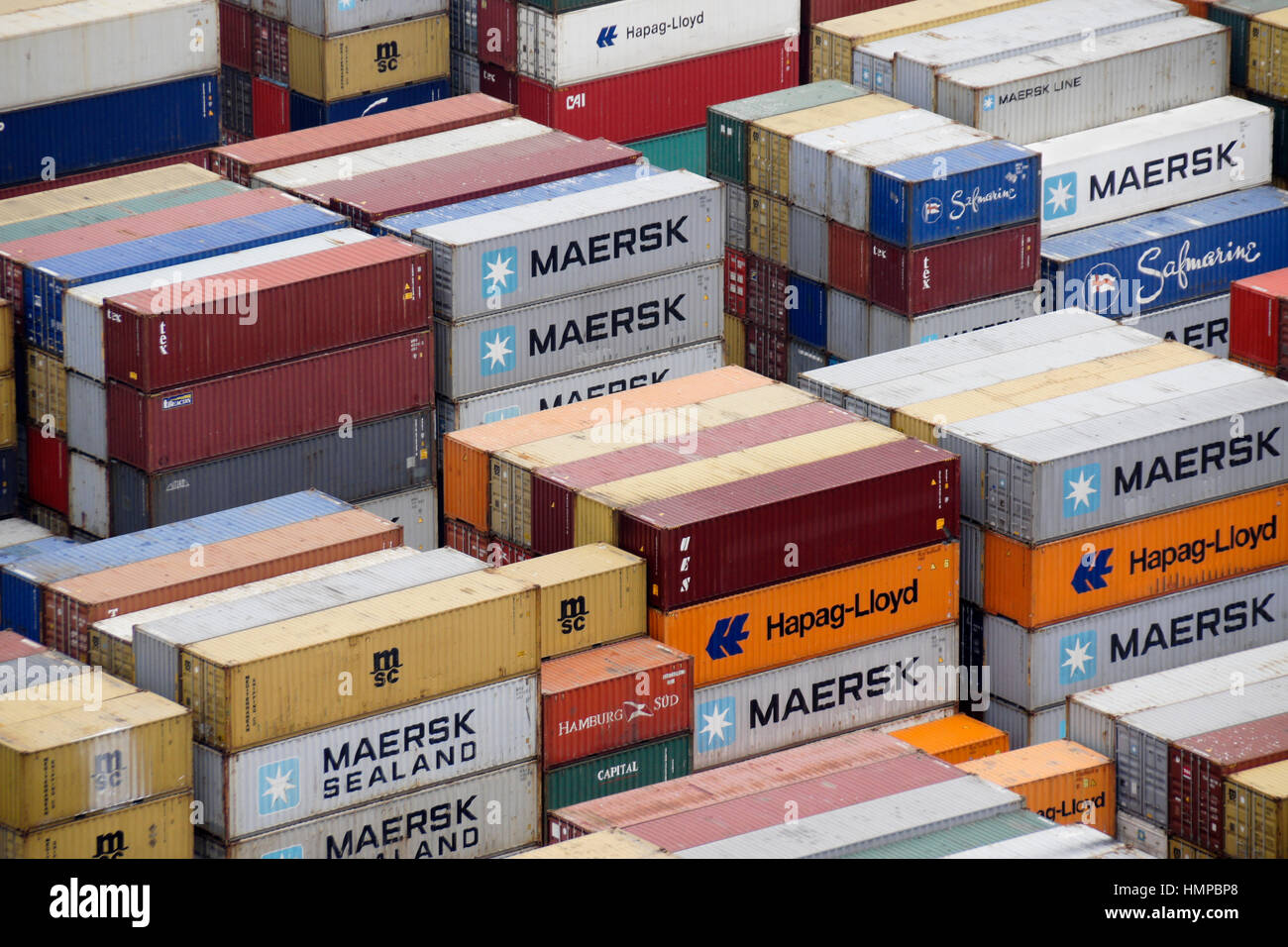 Shipping containers on dock, port of Arica, Chile Stock Photo Alamy