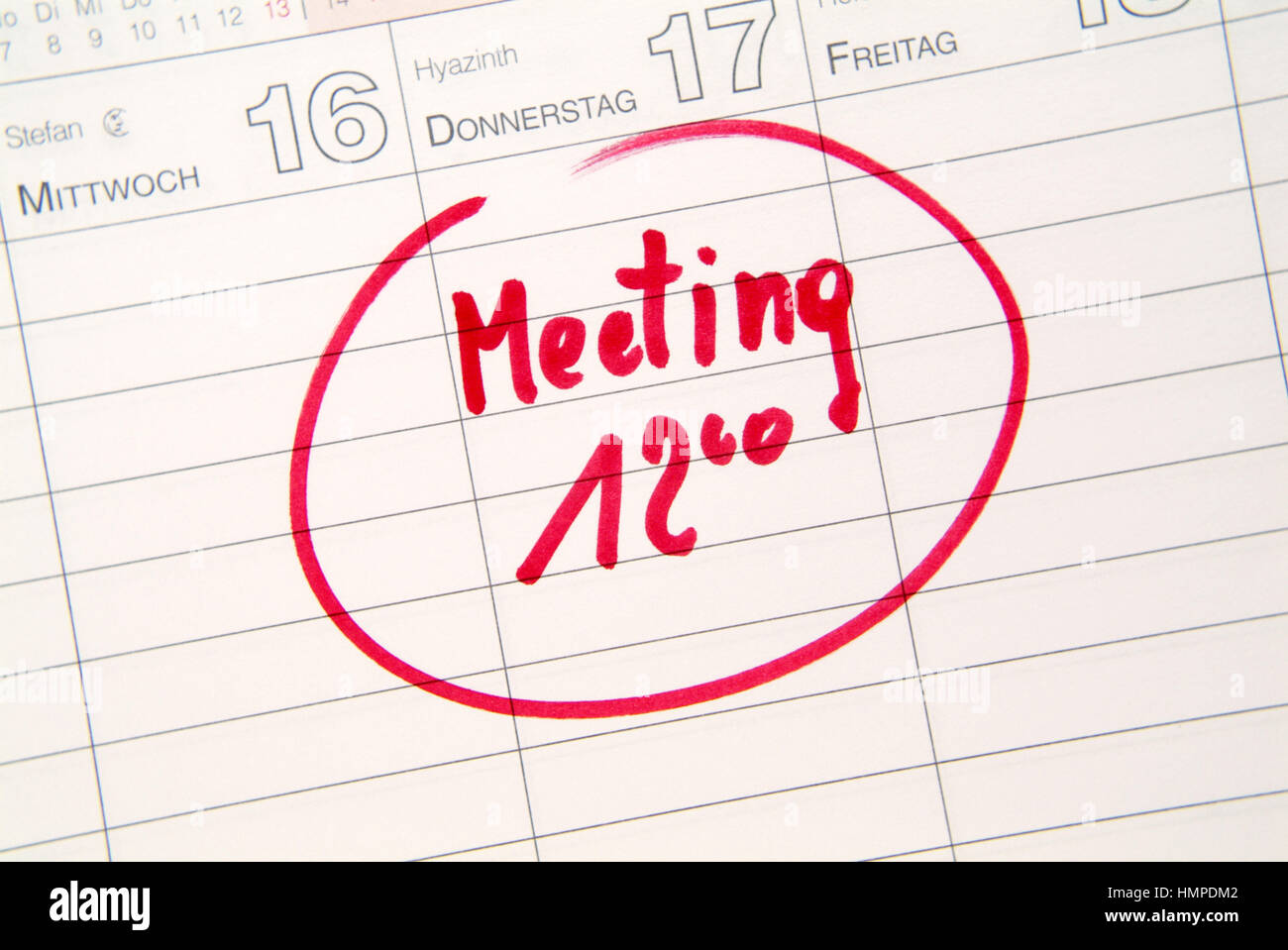 Meeting, notice on calendar Stock Photo