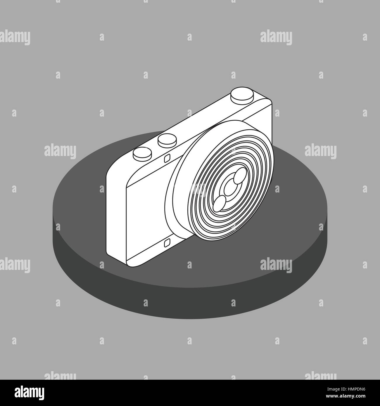 Vector black and white photo camera isometric Stock Vector Image & Art ...