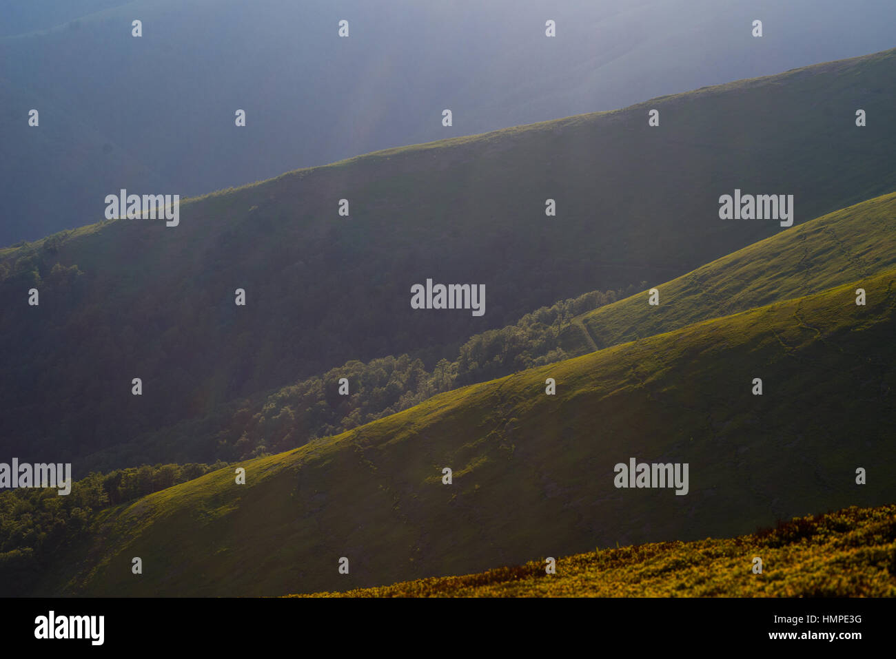 View of misty mountains in autumn Stock Photo - Alamy