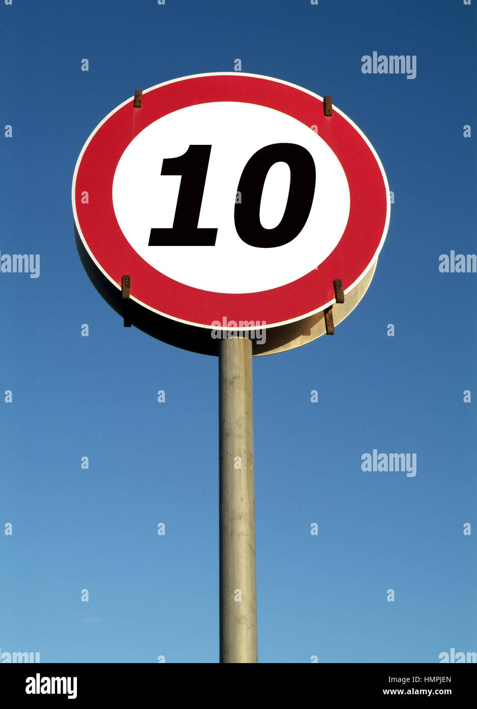 Traffic Sign Speed Restriction 10km High Resolution Stock Photography And Images Alamy