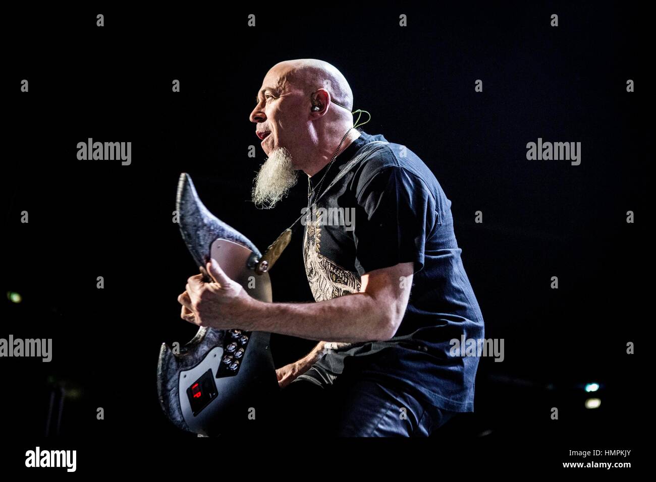 Milan, Italy. 04th Feb, 2017. Jordan of the American progressive metal band Dream Theater pictured on stage as they perform at Mediolanum in Milan, Italy. Credit: Roberto Press/Alamy Live