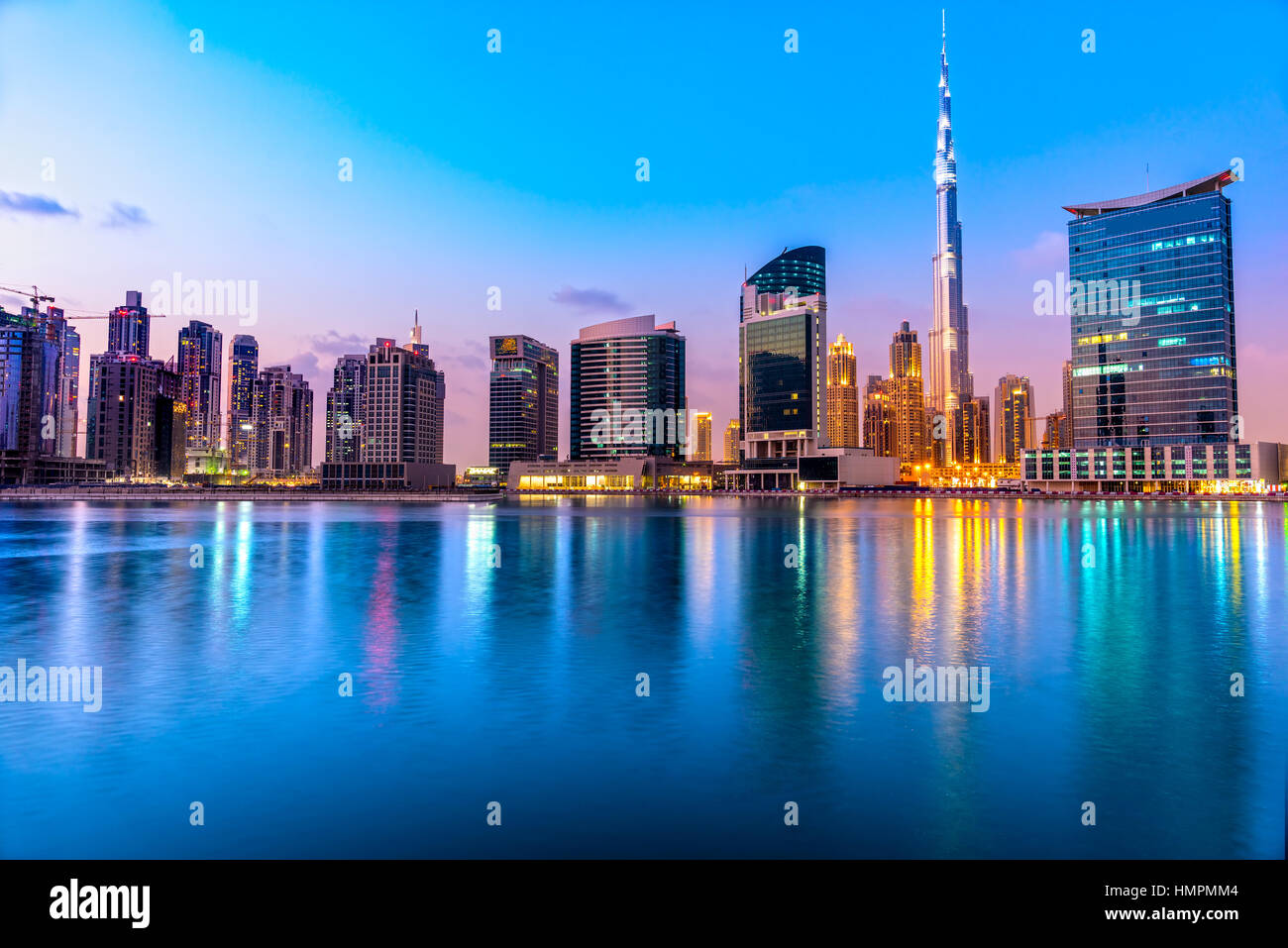 Dubai skyline at dusk, UAE Stock Photo - Alamy