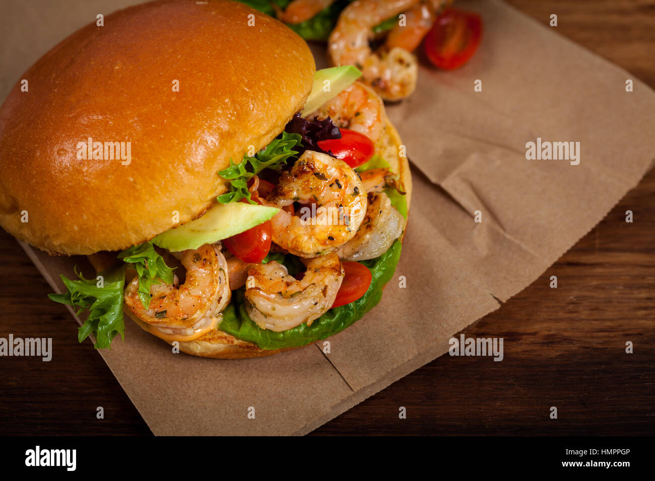Shrimp Burgers Stock Photo