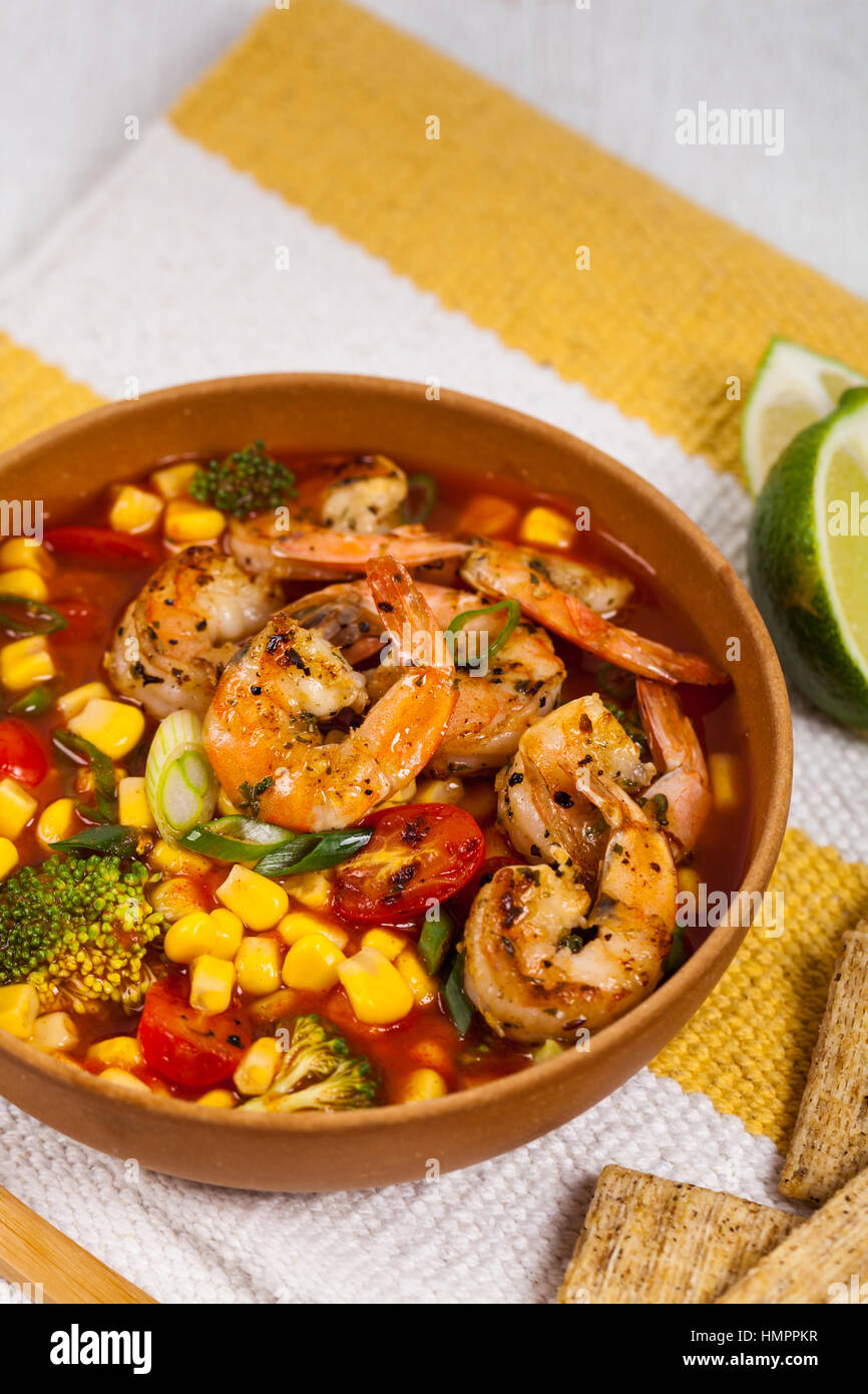 Shrimp Soup With Tomato Stock Photo Alamy