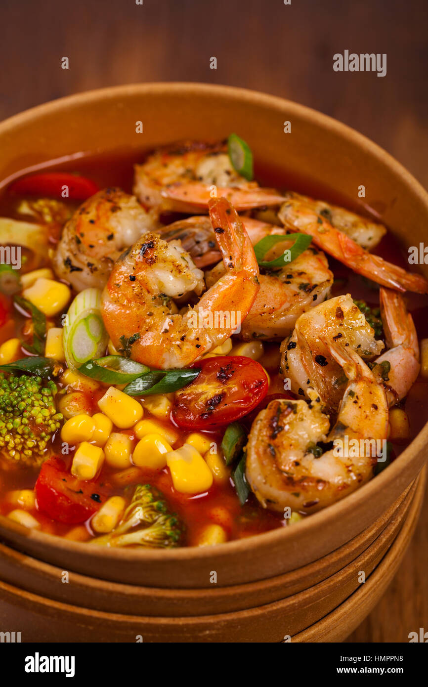 Shrimp Soup With Tomato Stock Photo Alamy
