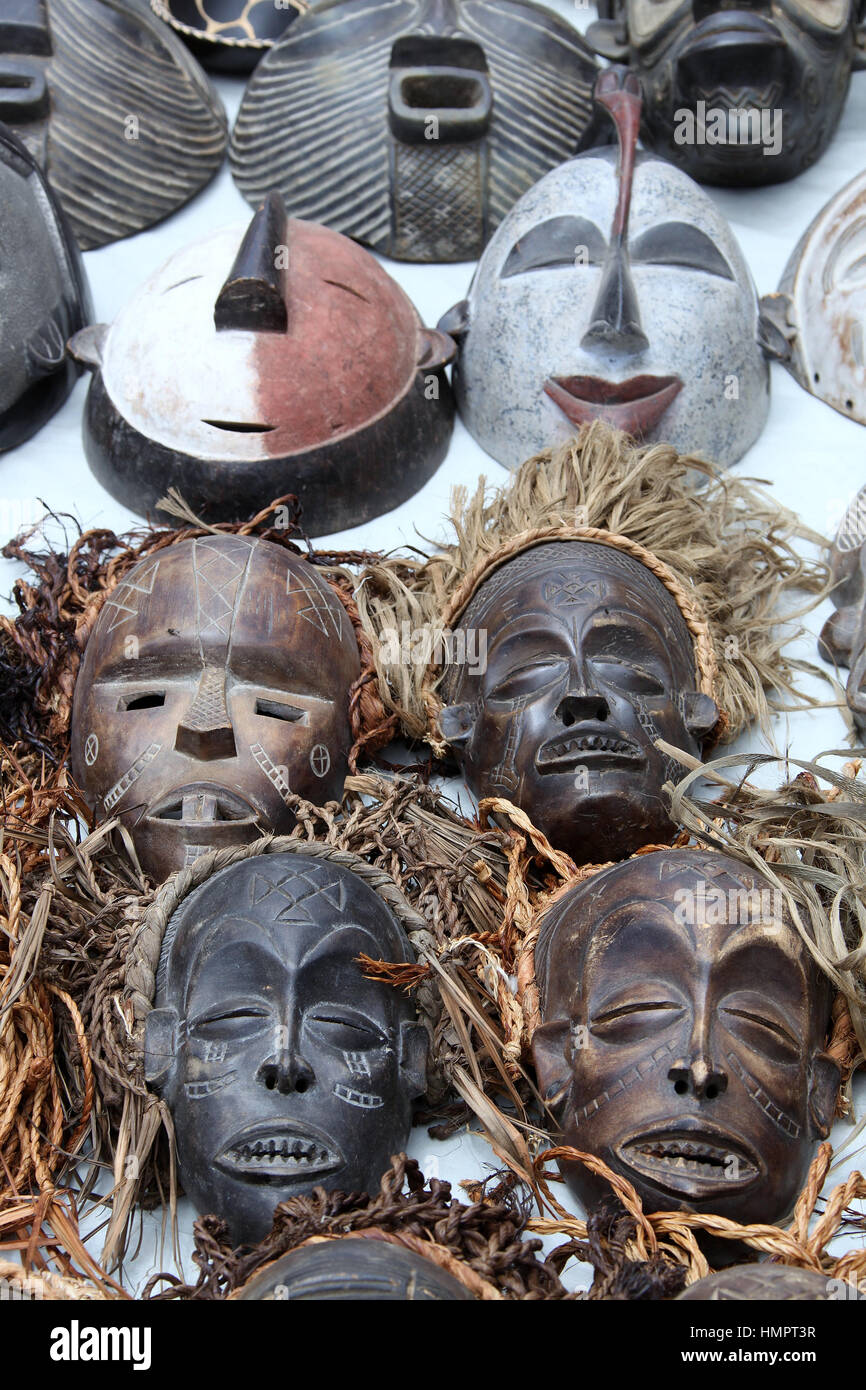 African masks for sale at Swakopmund in Namibia Stock Photo Alamy