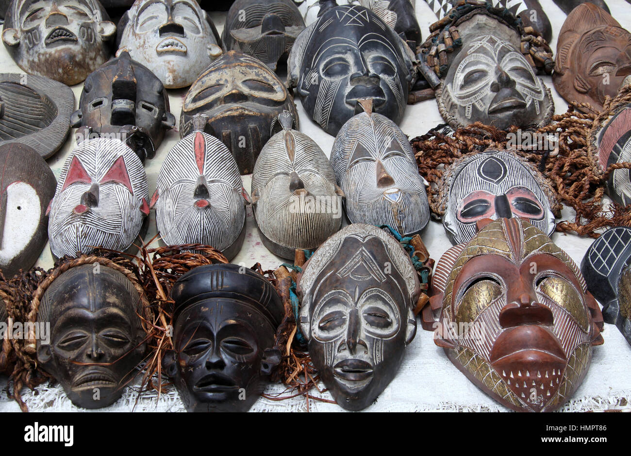 African masks for sale at Swakopmund in Namibia Stock Photo Alamy
