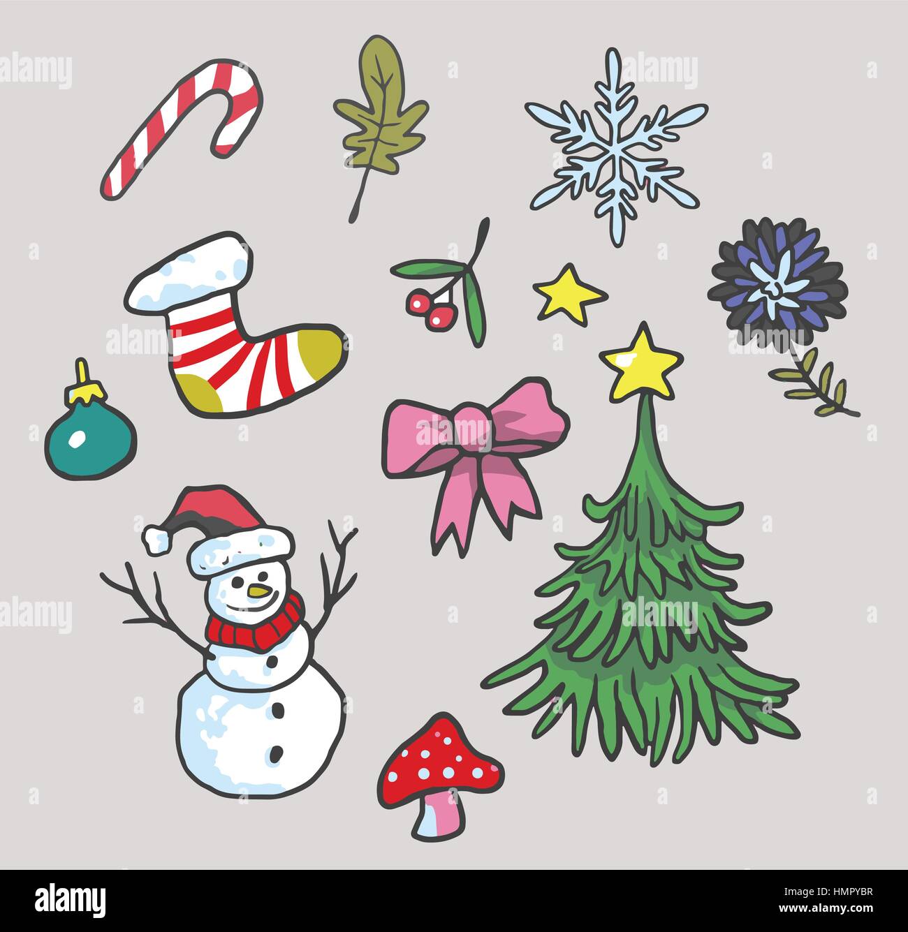 Christmas Icon Images Vector Set Illustration Stock Vector