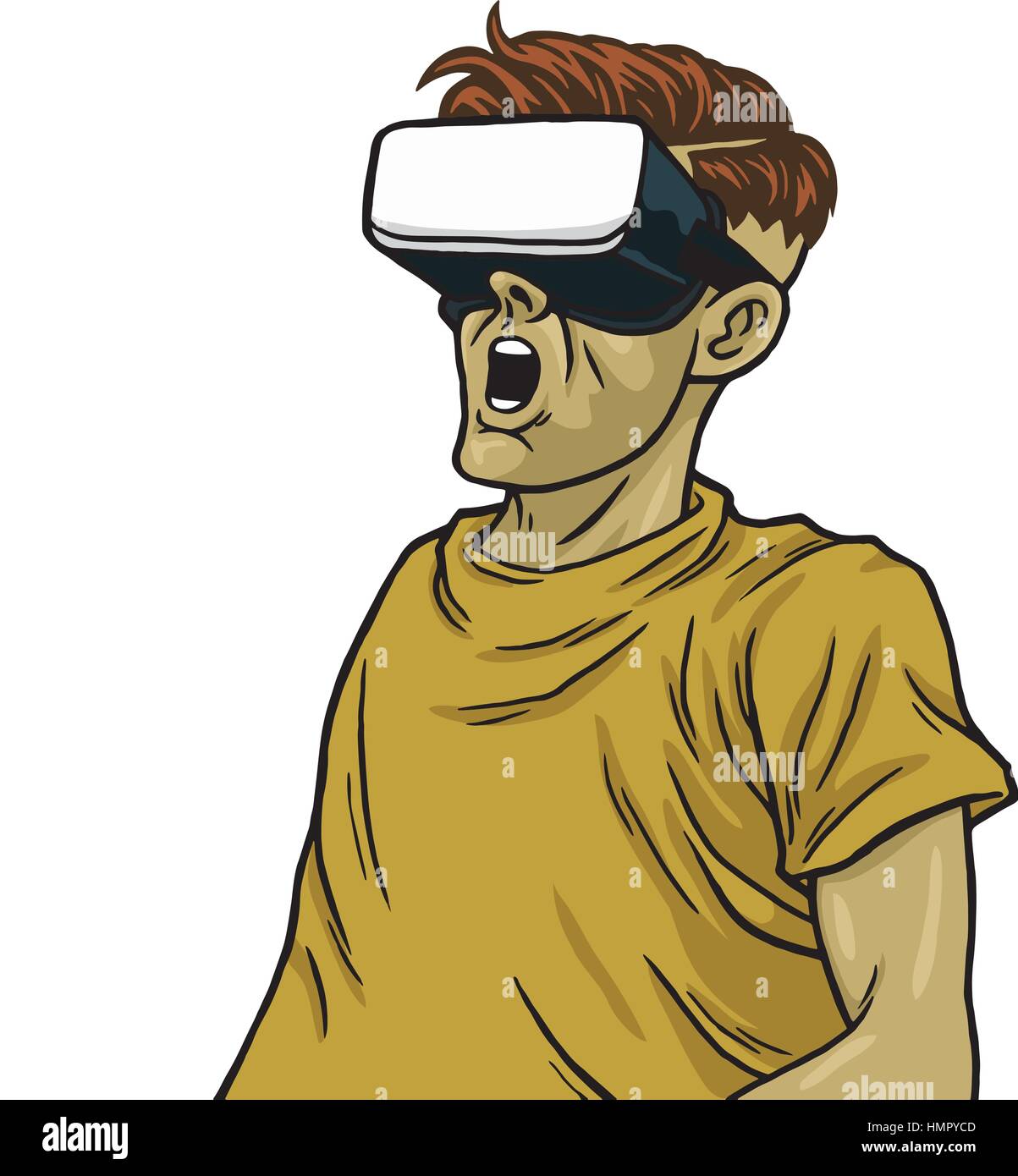 Man Wearing Virtual Reality Goggles Vector Illustration Clipart Stock Vector