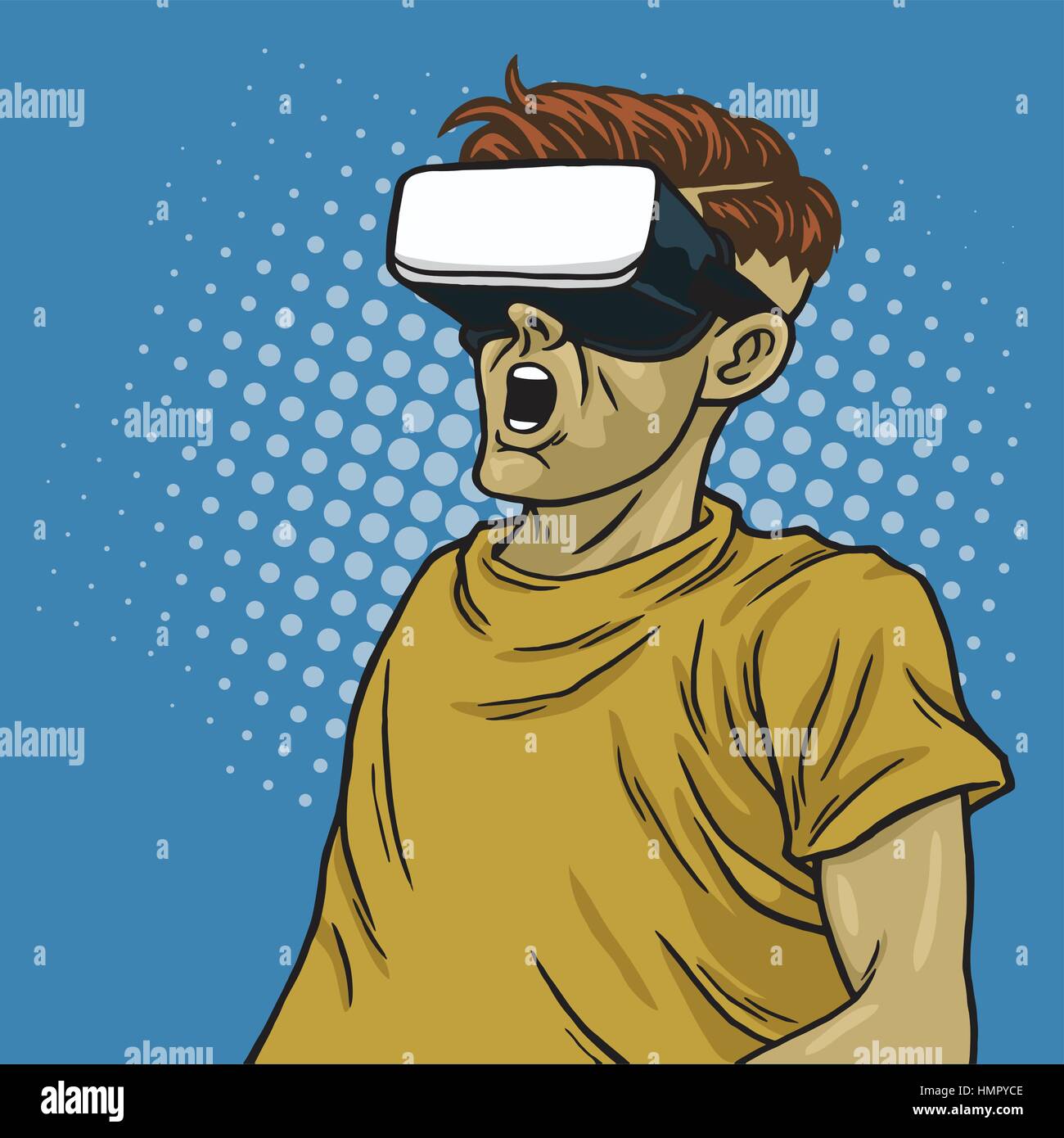 Virtual Reality Goggle Glasses Retro Science Fiction. Pop Art Blue  Background Stock Vector Image & Art - Alamy