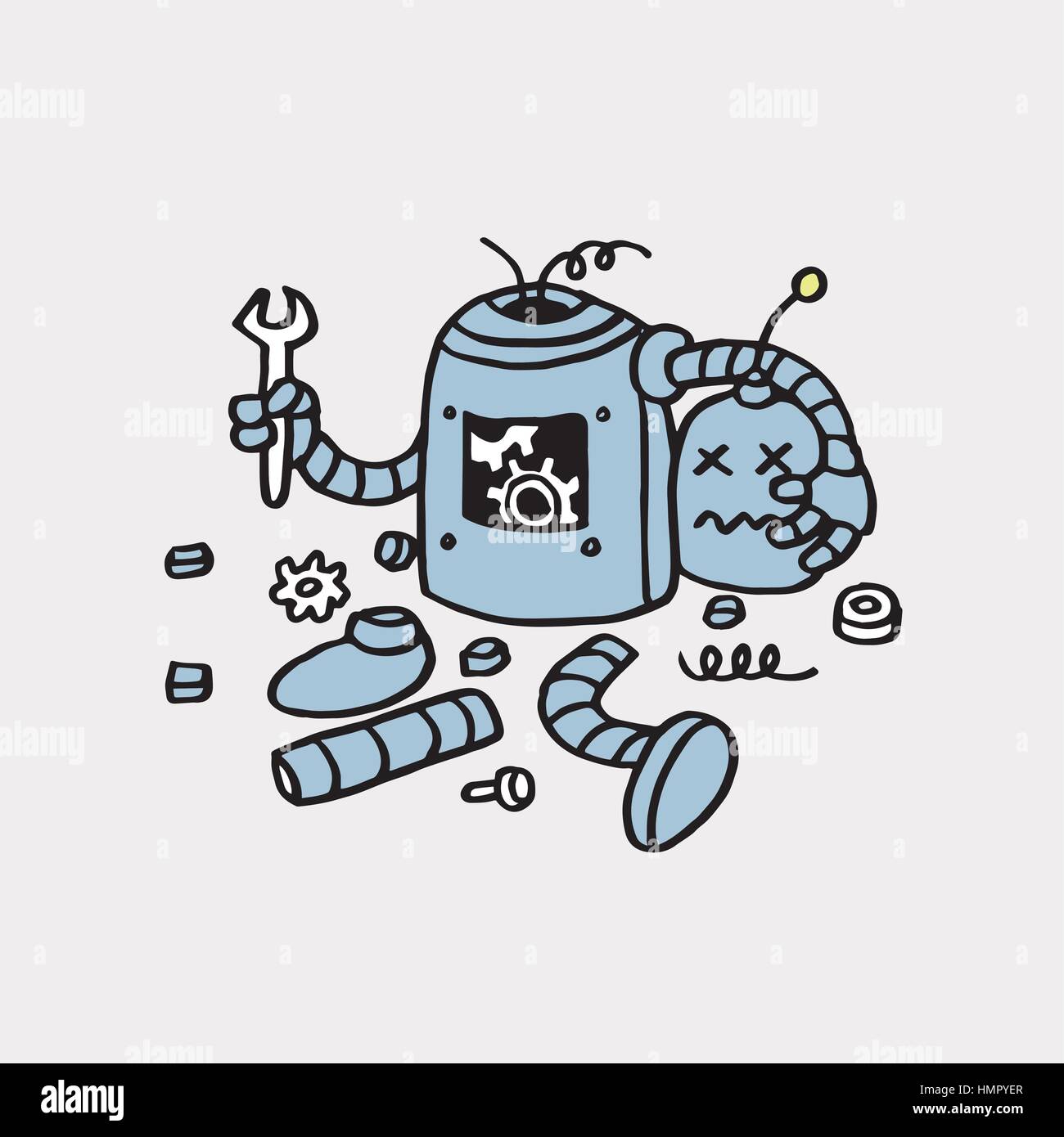 Page Not Found Error 404. Broken Robot Hand Drawn Vector Template Icon  Stock Vector Image & Art - Alamy
