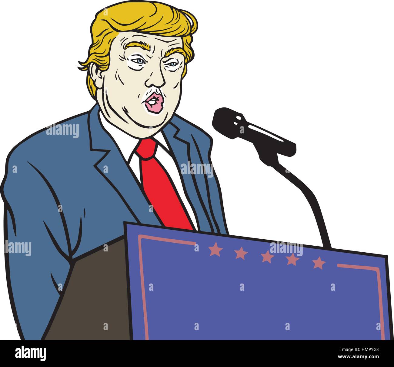 Donald Trump Inauguration Speech Vector Portrait Illustration Stock Vector