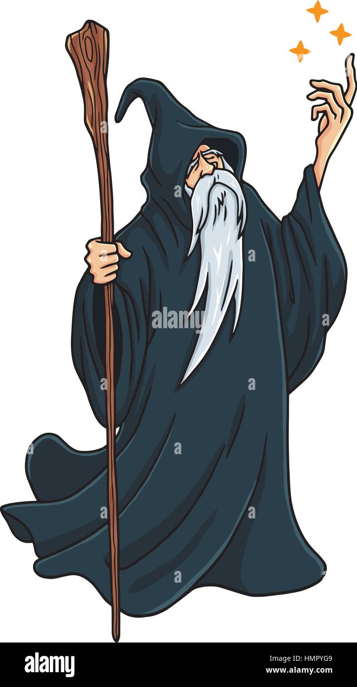 Wizard Cartoon Character Design Mascot Vector Illustration Stock Vector