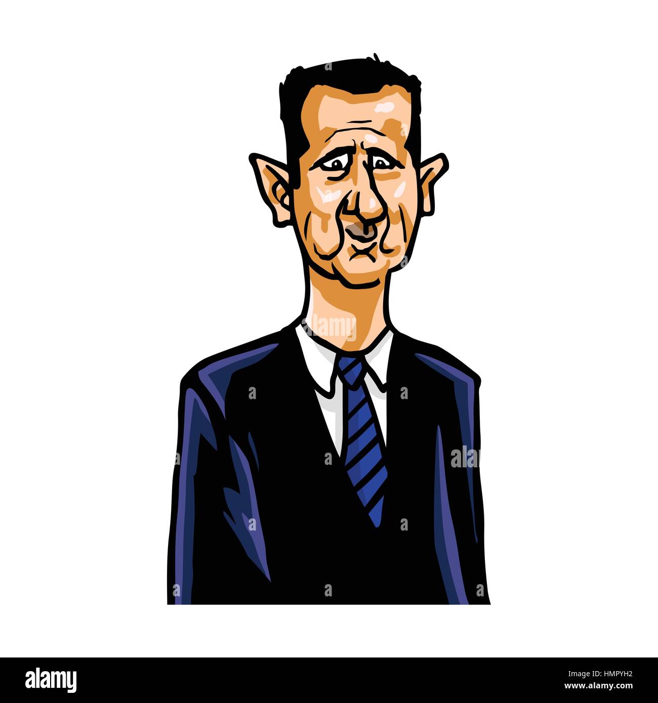 Bashar al-Assad Cartoon Caricature Portrait Vector Illustration Stock Vector