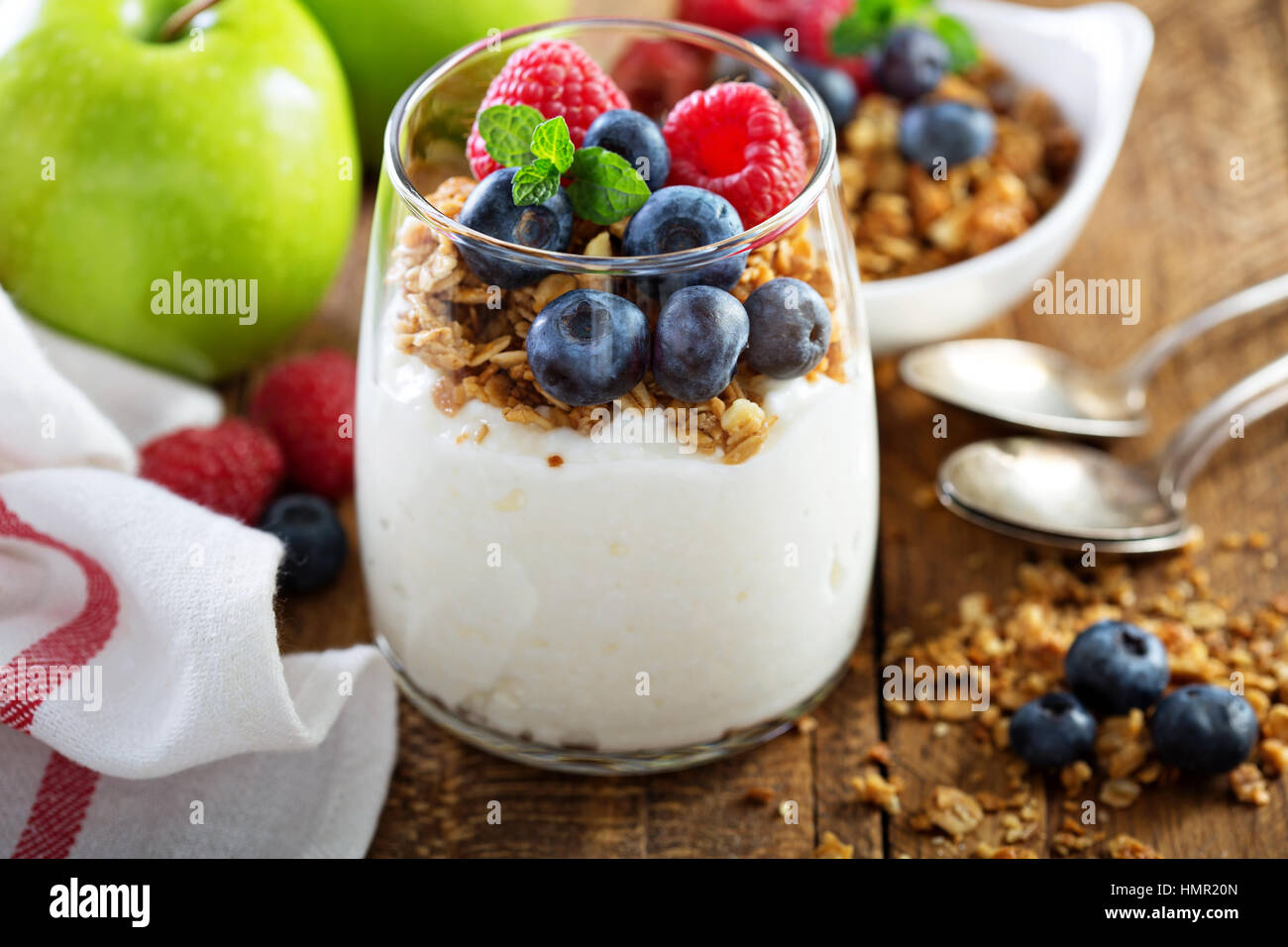 Cottage Cheese And Yogurt Parfait With Granola And Fresh Berry