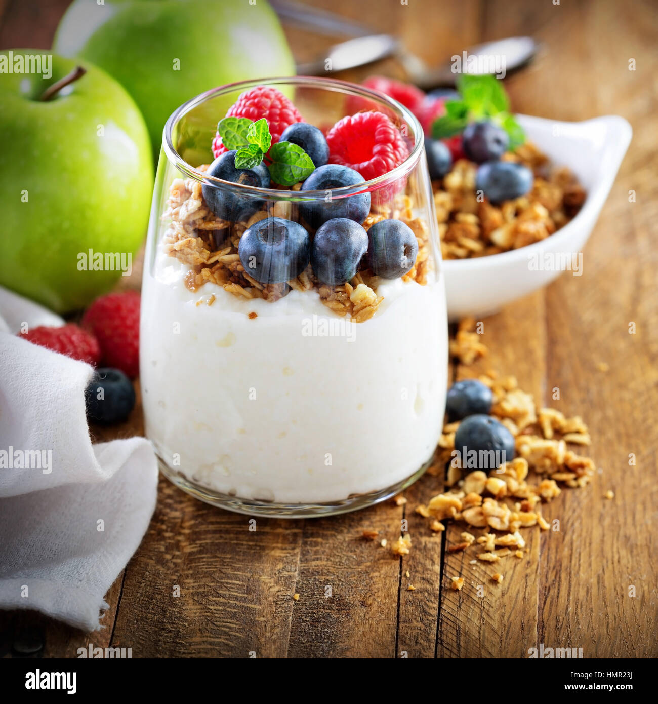 Cottage Cheese And Yogurt Parfait With Granola And Fresh Berry
