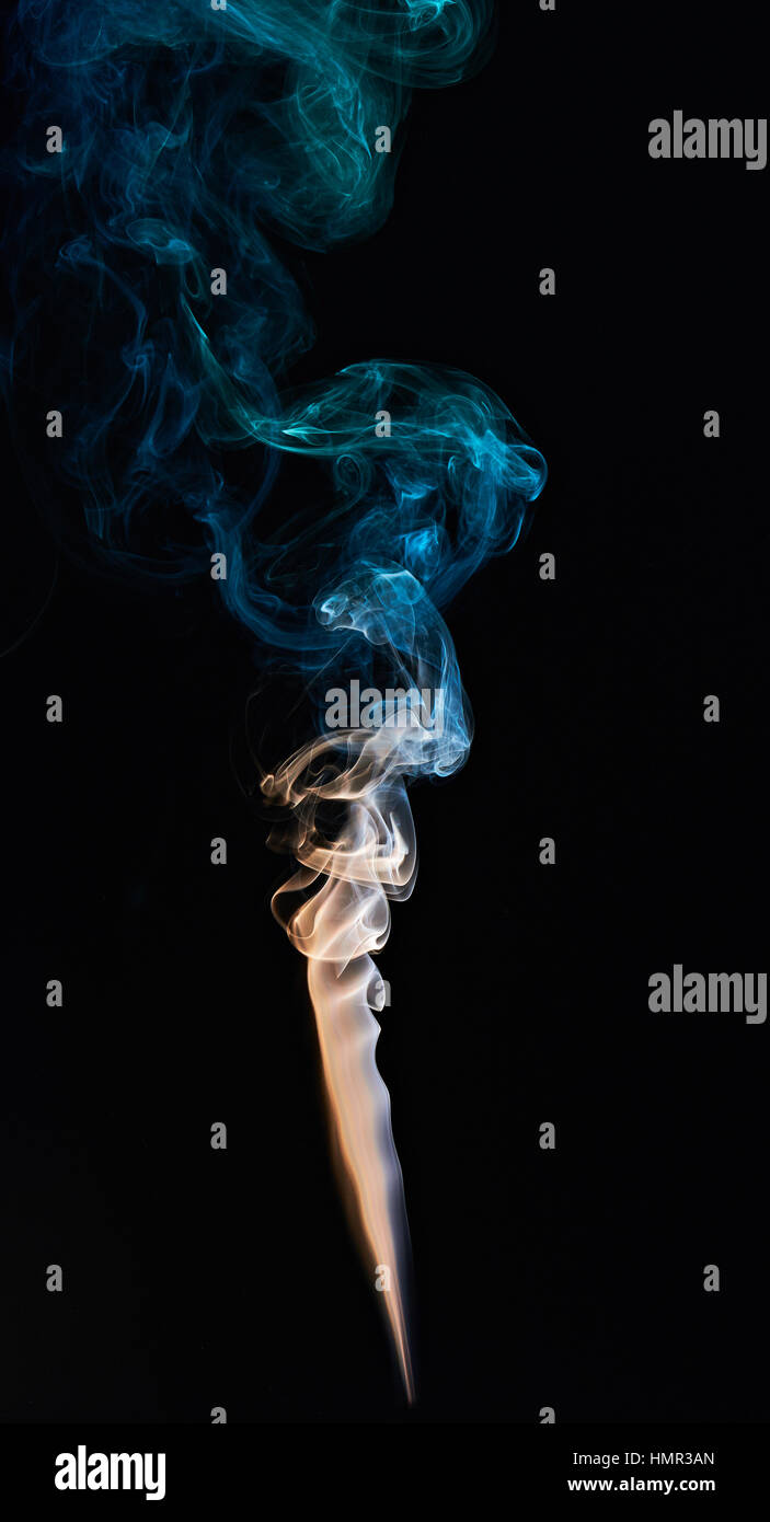 elegant colorful smoke curves on black background Stock Photo
