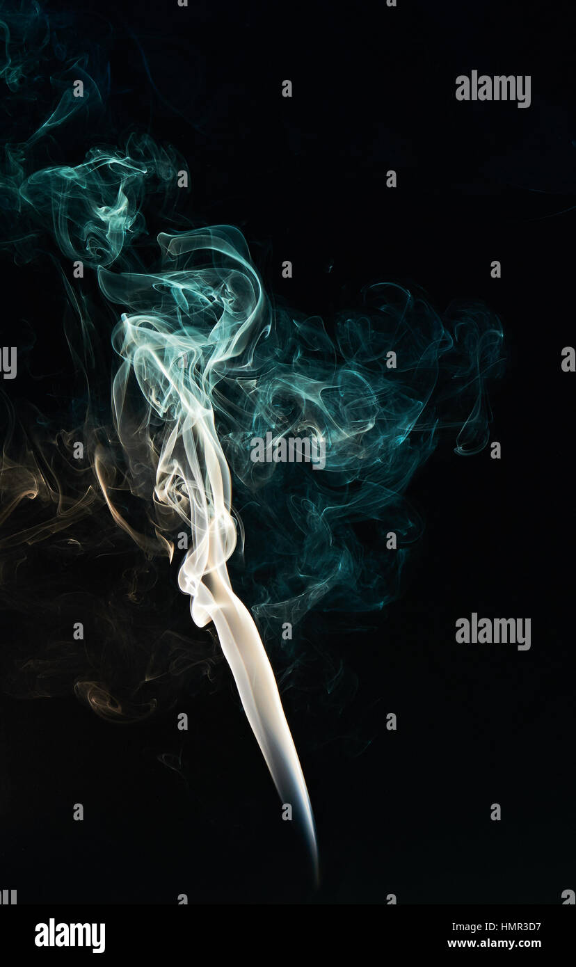abstract smoke colorful  curve on black background Stock Photo