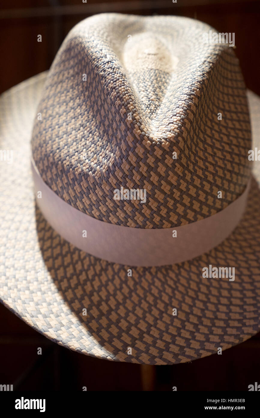 men's panama hat closeup Stock Photo