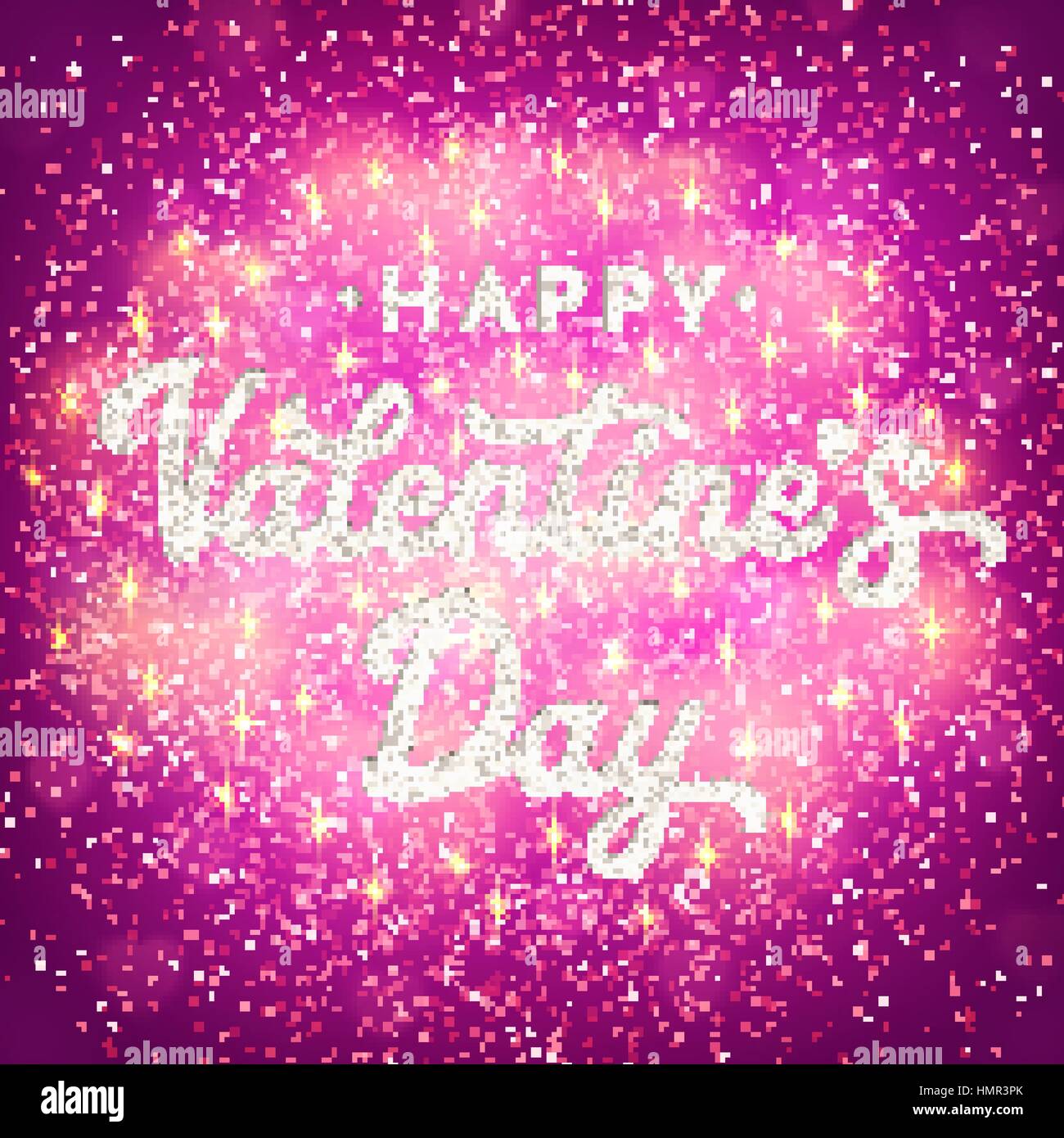 Valentines Day Card Or Banner With Shiny Bokeh Blurred Hearts
