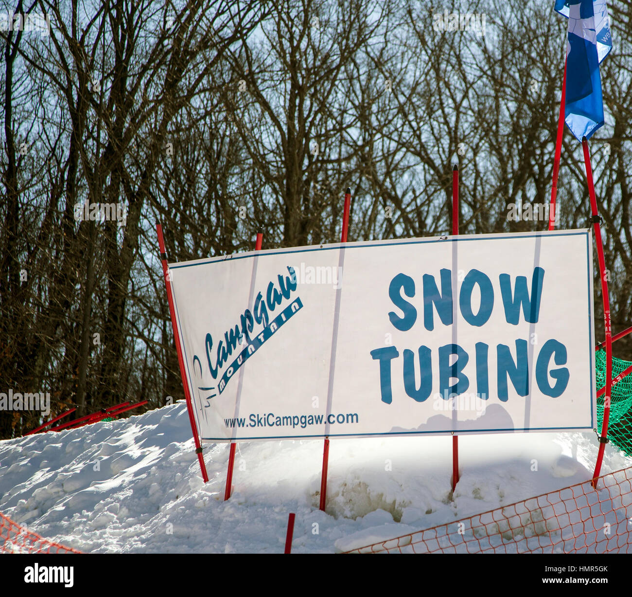 Snow tubing sign at Campgaw Ski Area Stock Photo Alamy