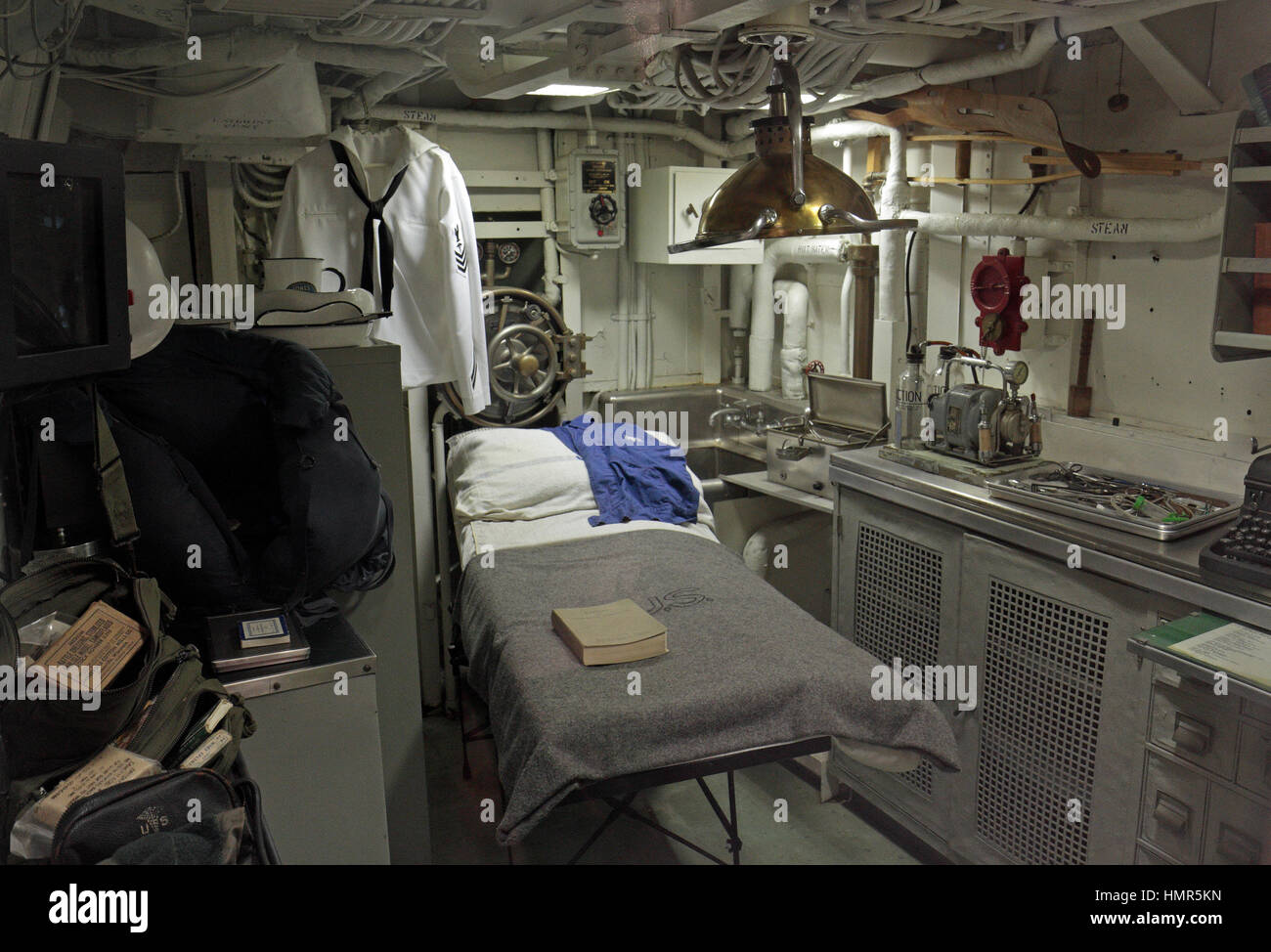 Operating room/theater on the USS Cassin Young, Boston National Historical Park, Charlestown Navy Yard, Boston, Massachusetts, United States. Stock Photo