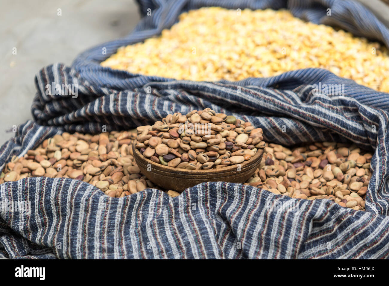 dry beans in Otavalo market Stock Photo