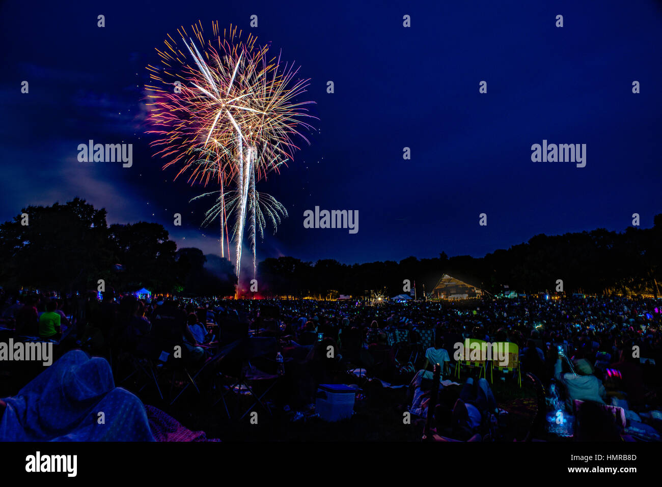 4th of July celebration and fireworks, Long Park, Lancaster, PA Stock