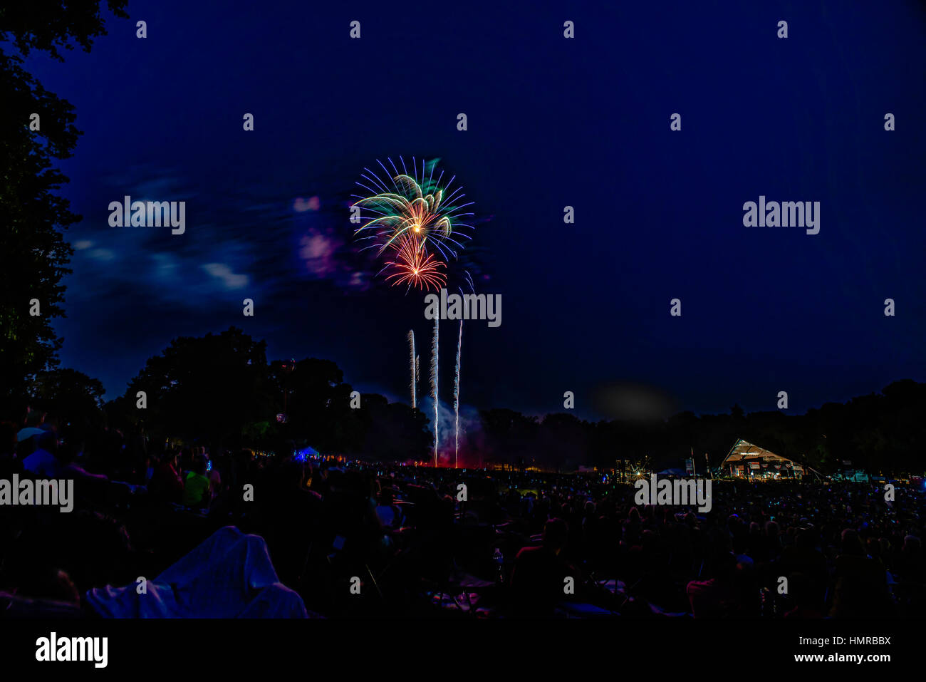 4th of July celebration and fireworks, Long Park, Lancaster, PA Stock