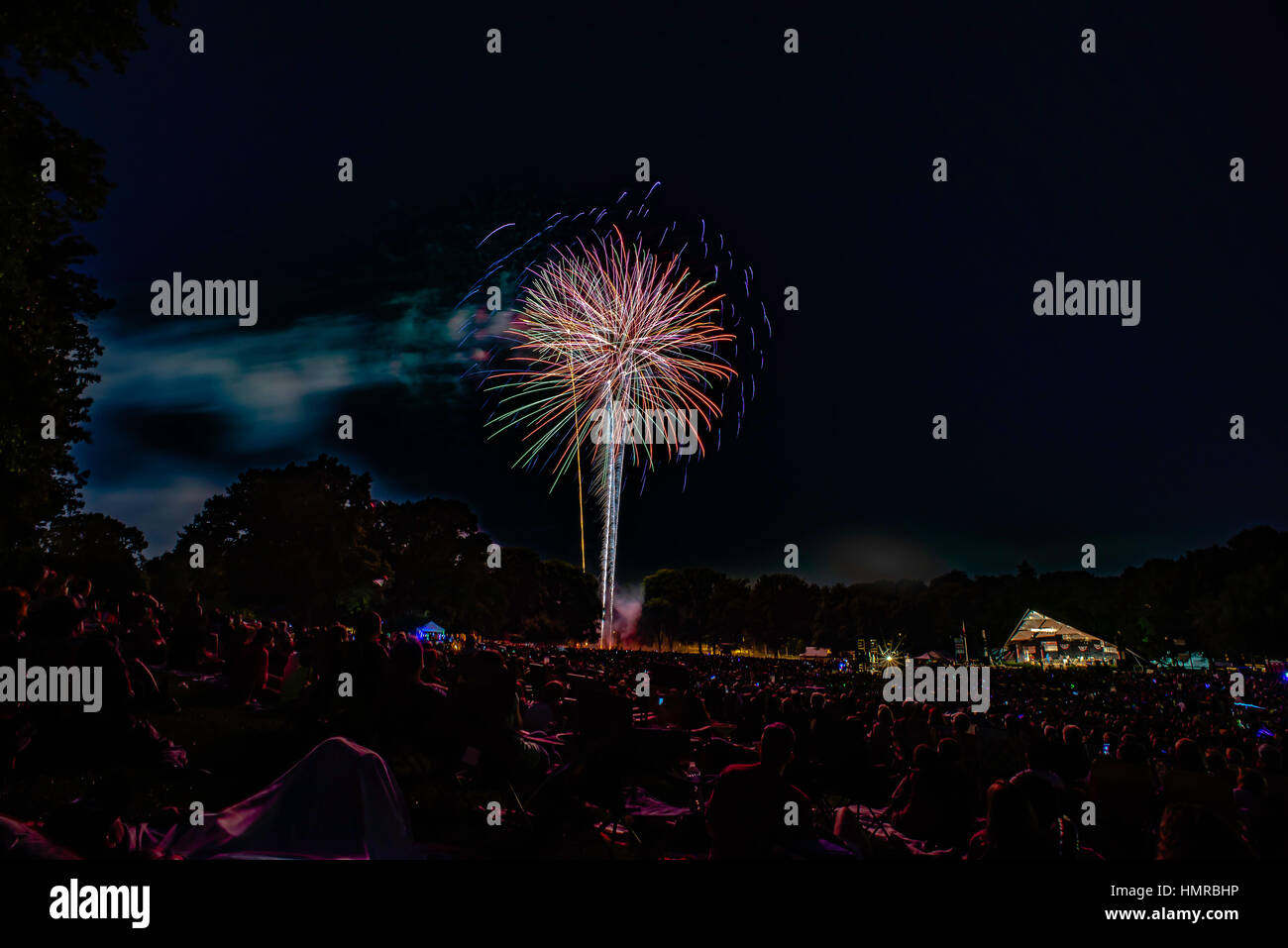 4th of July celebration and fireworks, Long Park, Lancaster, PA Stock