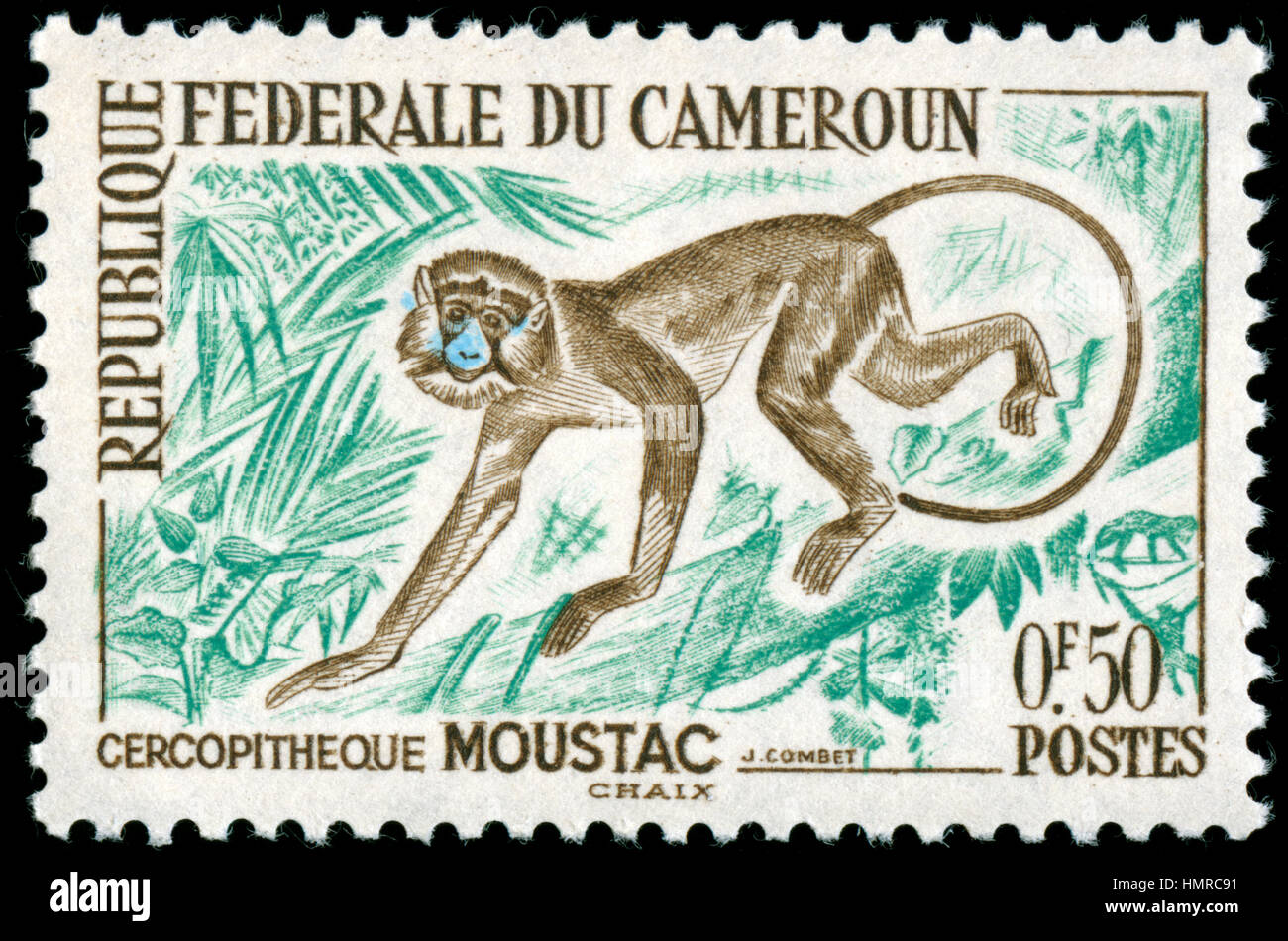 Stamp from Cameroon in the Animals series issued in 1962 Stock Photo
