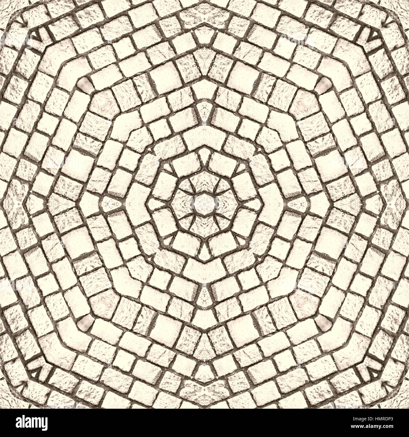 White texture wall seamless background or pattern. Stone pavement or cobblestones. History, fantasy or mystical shapes. Stock Photo