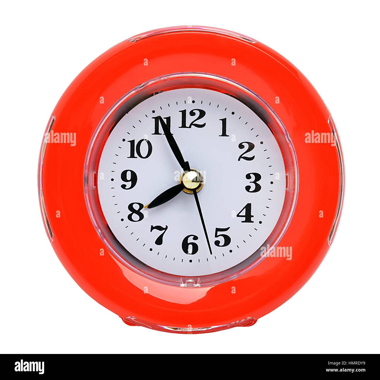 Red clock isolated on the white background Stock Photo