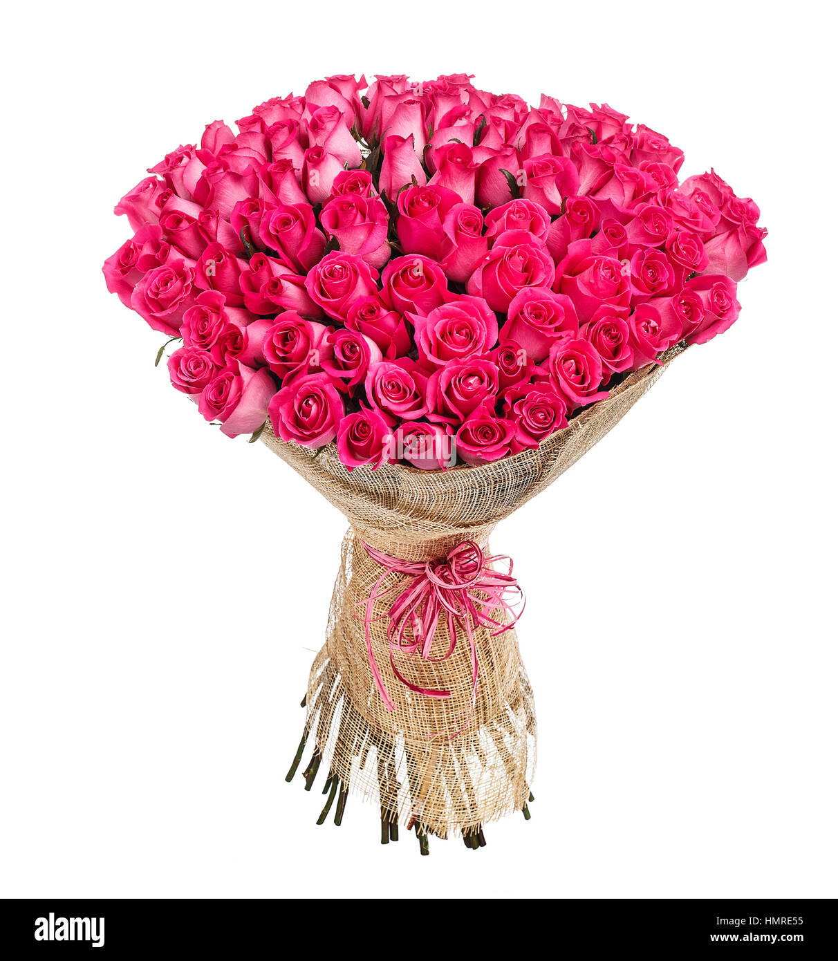 Flower bouquet of 100 pink roses