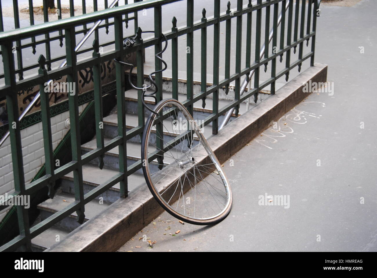Single bent bicycle wheel Stock Photo Alamy