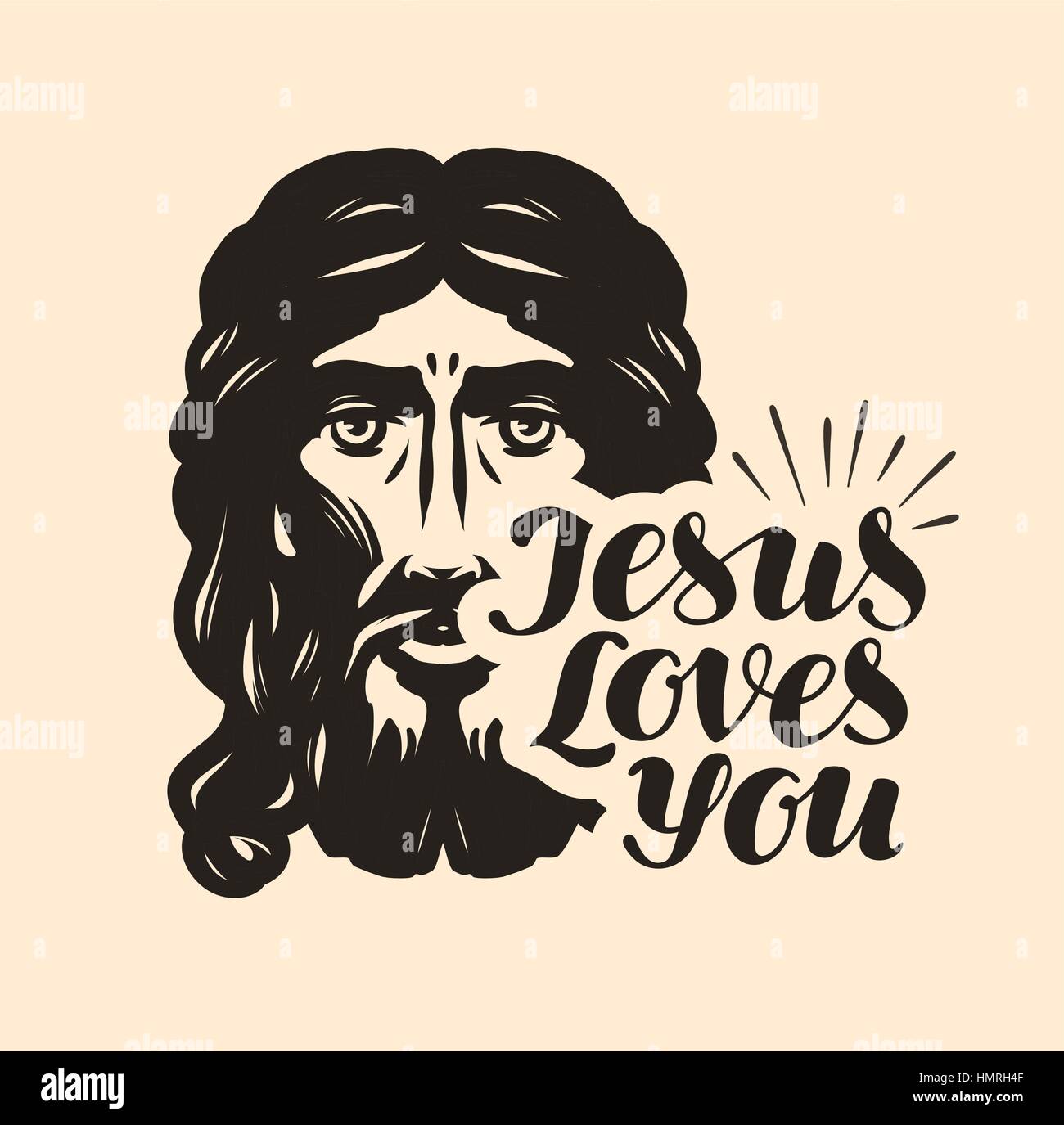 Jesus Loves You. Biblical illustration. Christian lettering vector Stock Vector