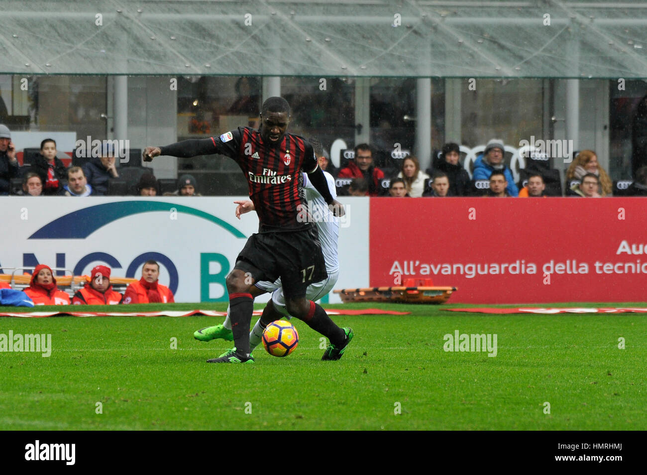 Milan, Italy. 05th Feb, 2017. Cristián Zapata of AC Milan in actions during AC Milan versus Sampdoria, as part of italian Serie A football match During match Milan vs Sampdoria Luis Muriel of Sampdoria convert to goal the penaltyThe result is Milan 0 Sampdoria 1. Credit: Gaetano Piazzolla/Pacific Press/Alamy Live News Stock Photo