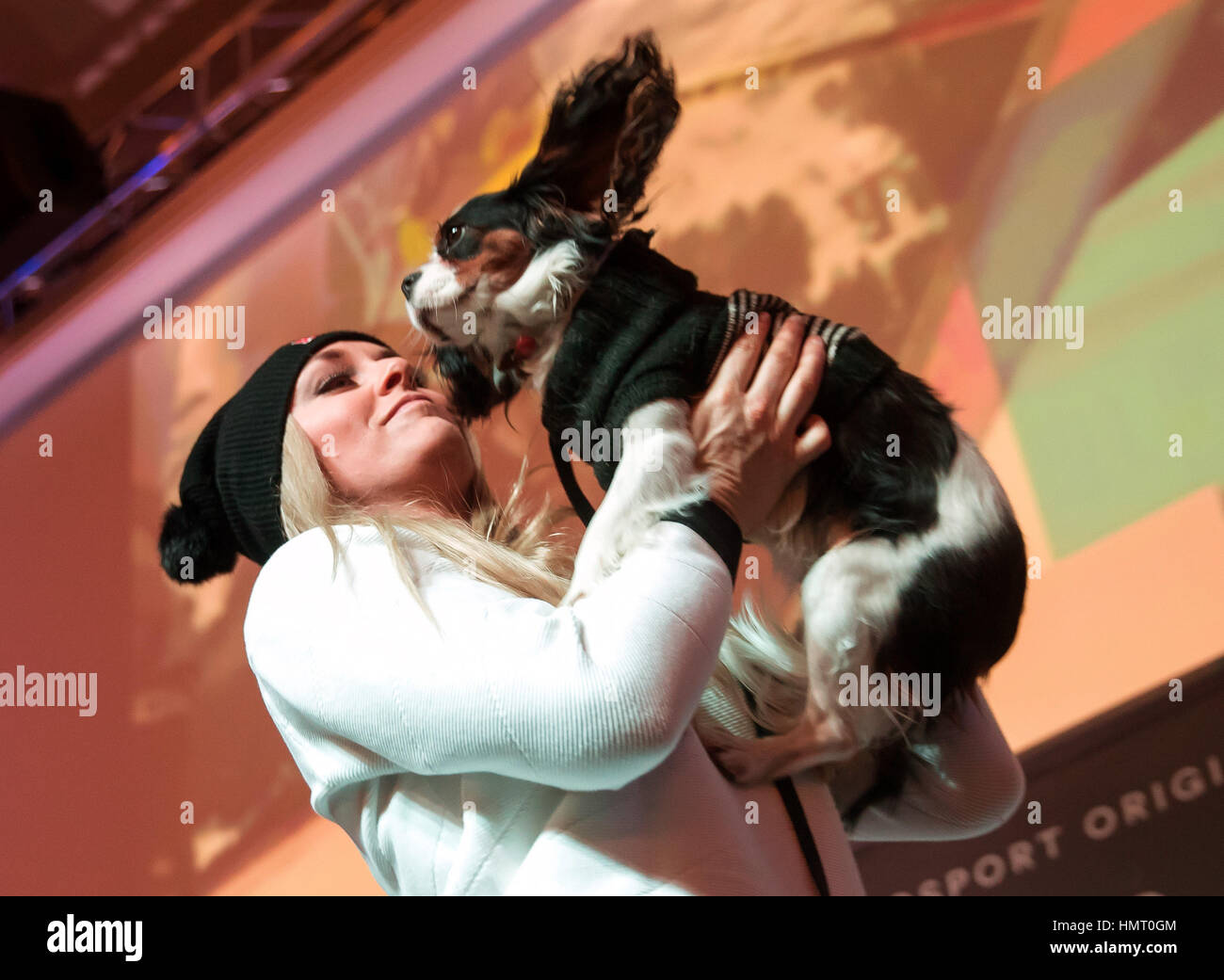 St. Moritz, Switzerland. 5th Feb, 2017. Lindsey Vonn of the US Ski team