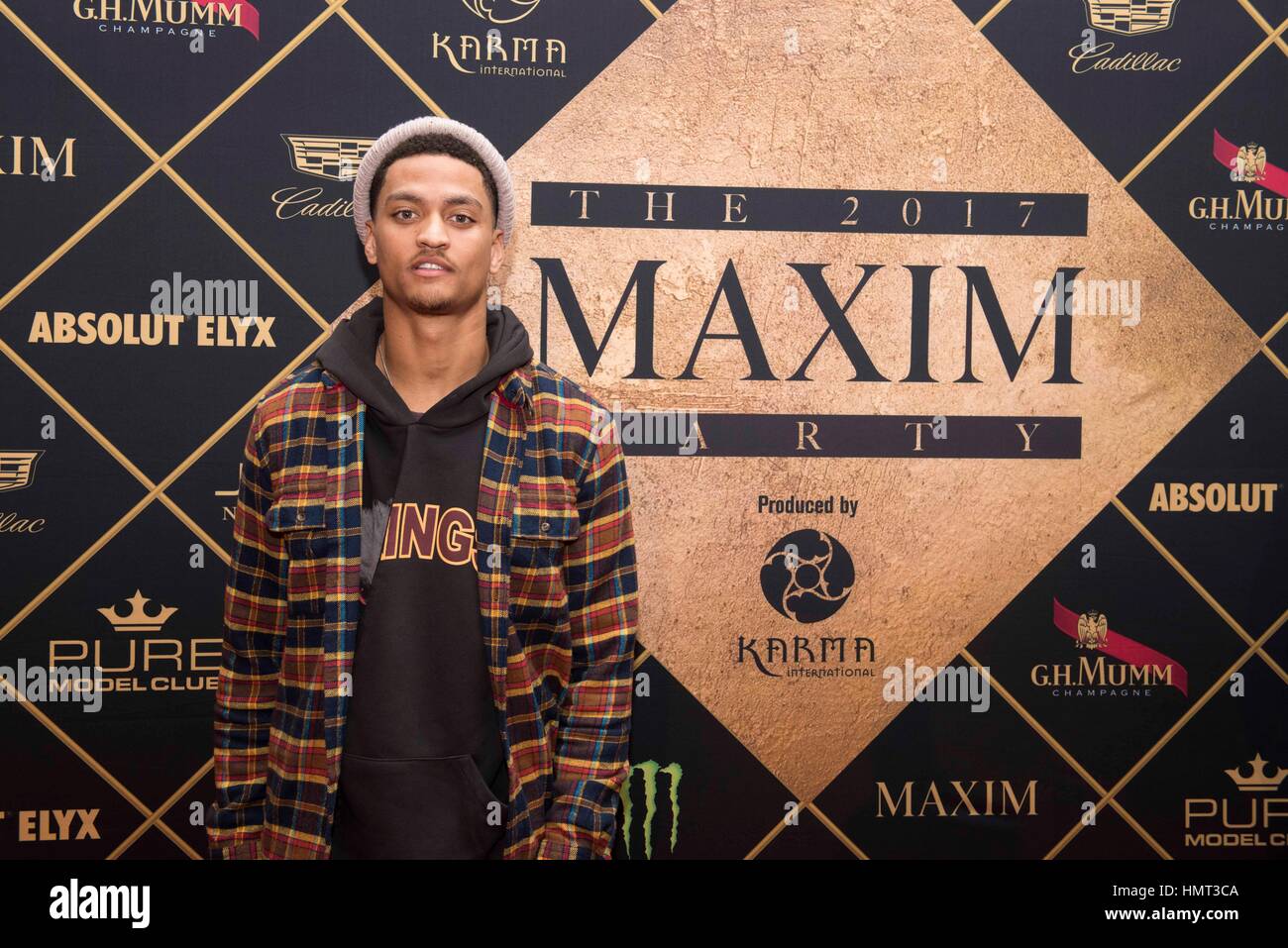Kevin Johnson attends the red carpet at the 2017 Maxim Party for Super Bowl LI at Smart Financial Centre on February 4, 2017 in Houston, Texas. Stock Photo