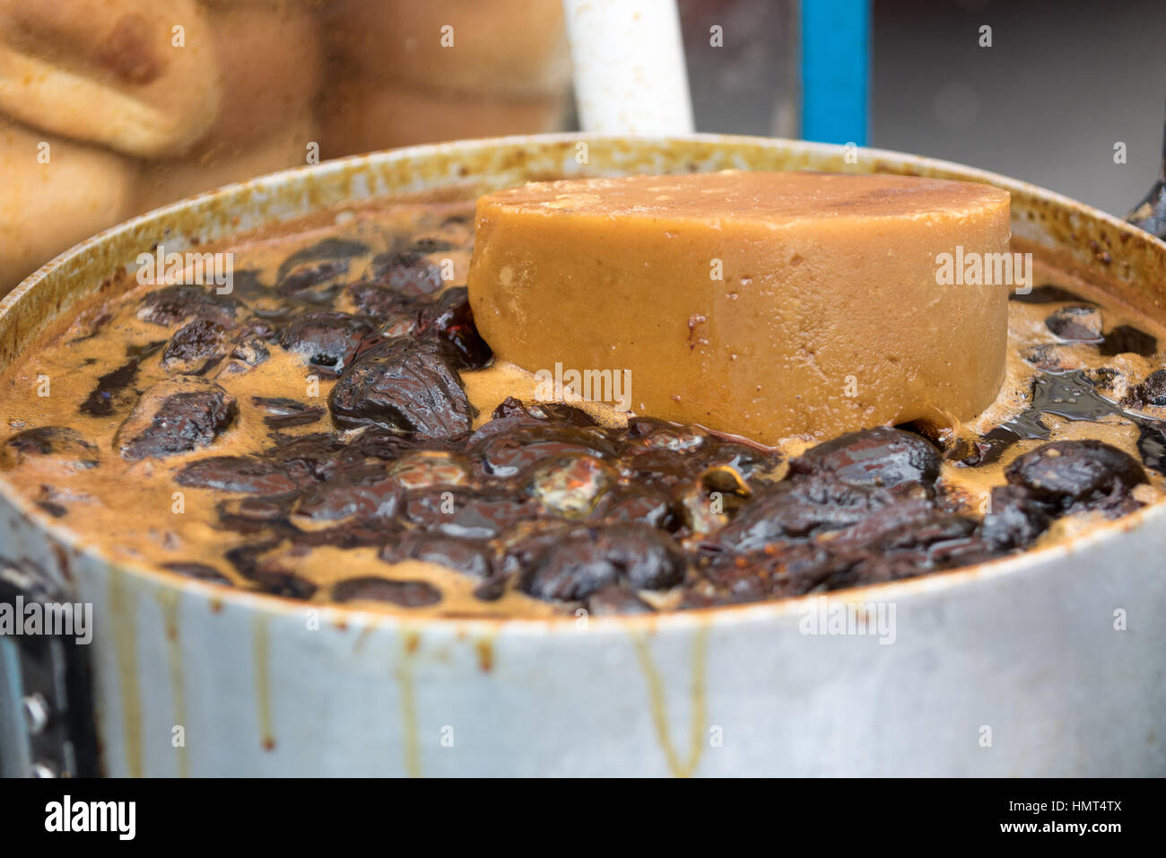 Ecuadorian street food, figs in sugar syrup Stock Photo