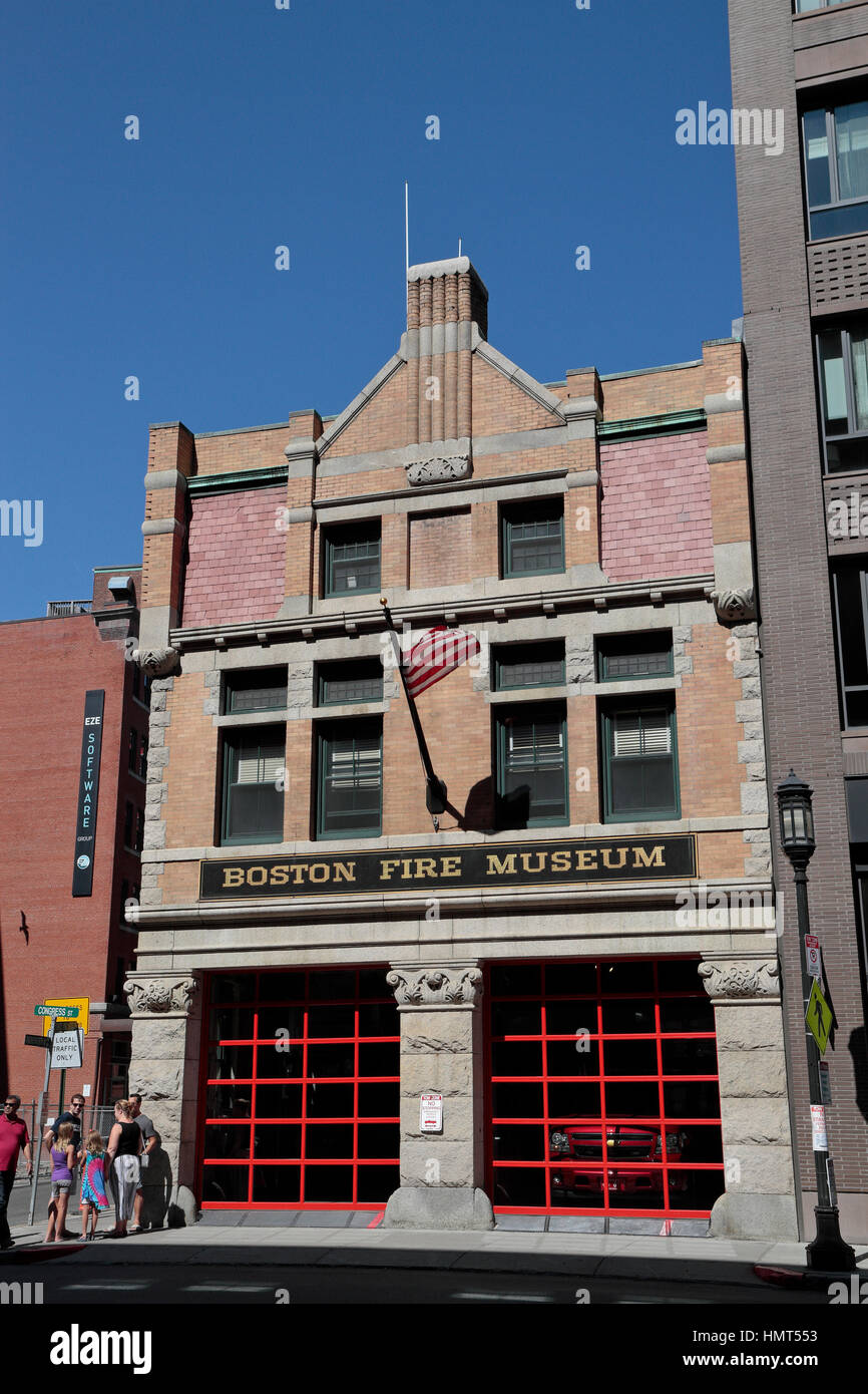 The Boston Fire Museum (previously  Congress Street Fire Station), an historic fire station at 344 Congress Street in Boston, MA, United States. Stock Photo
