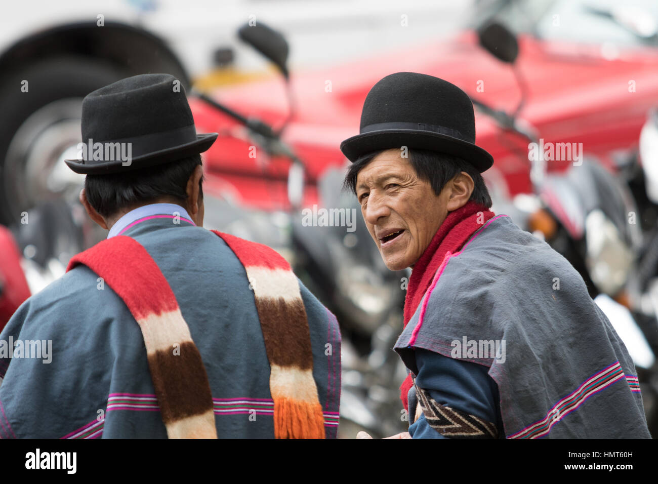 Guambiano indigenous men dressed traditionally clothing Cauca, Colombia,  Silvia, South America, bowler, hat, male, man Stock Photo - Alamy