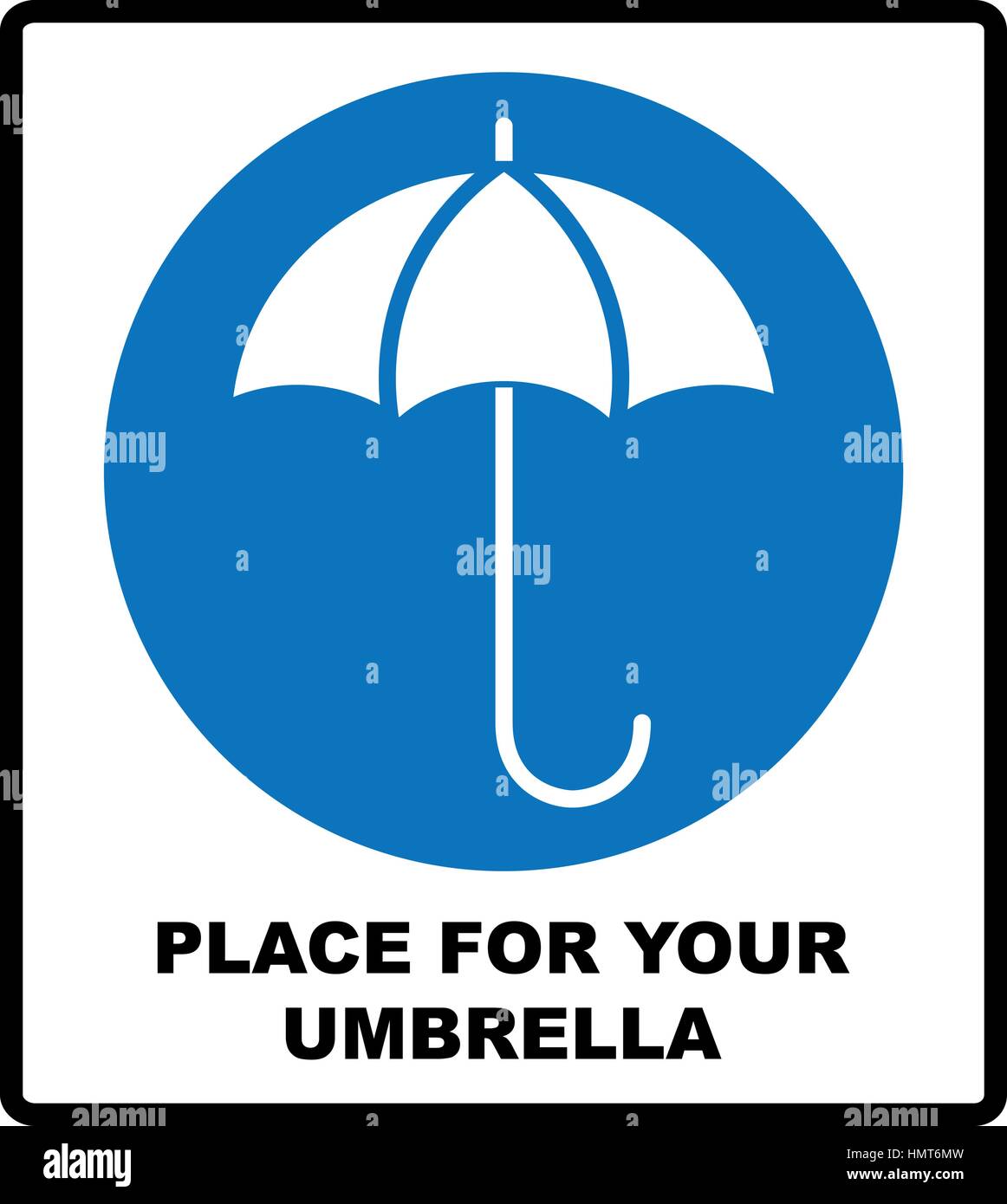 Place for your wet umbrella. Umbrella with water drops. Rain protection symbol. Flat design