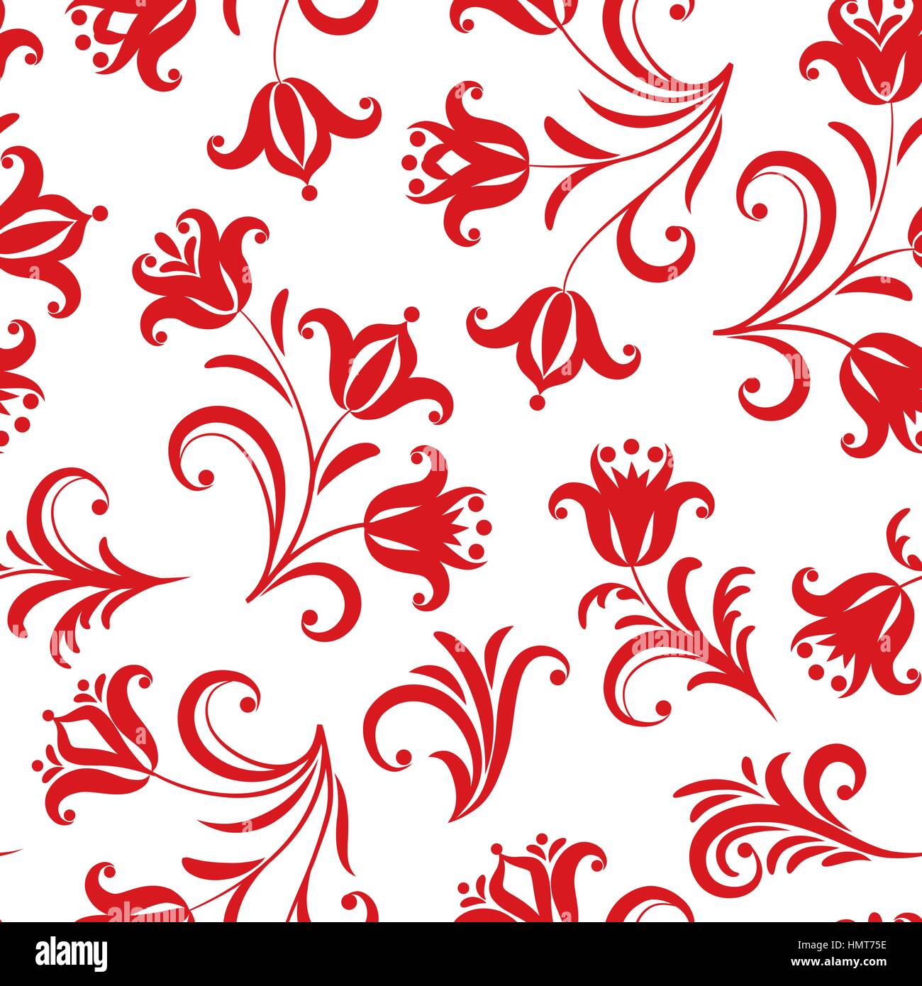 Floral pattern. Ornamental flower seamless background. Russian