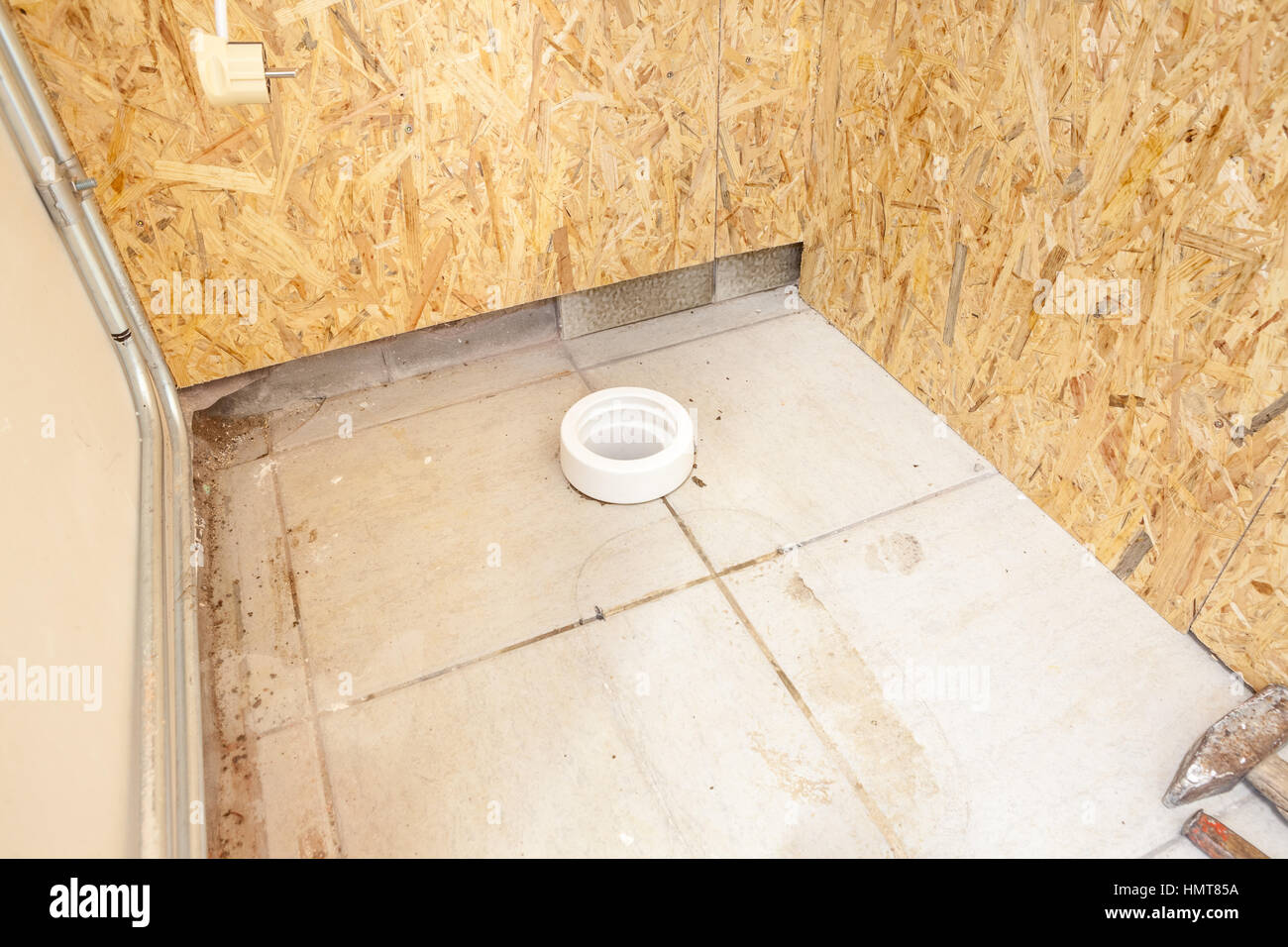 hole for the cesspit where a toilet should be Stock Photo