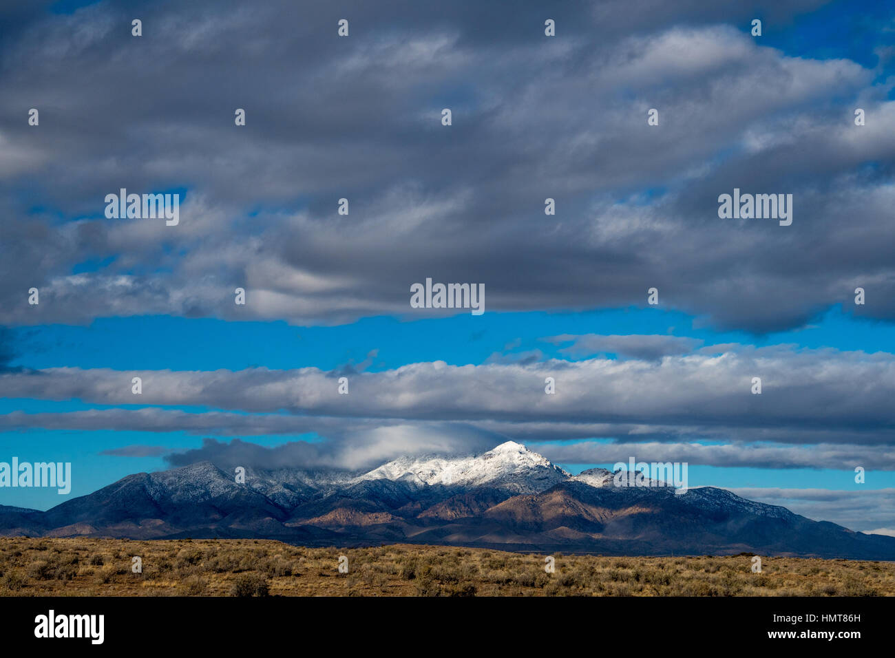 Snow on the Sierra Ladrones, Socorro co., New Mexico, USA. Stock Photo