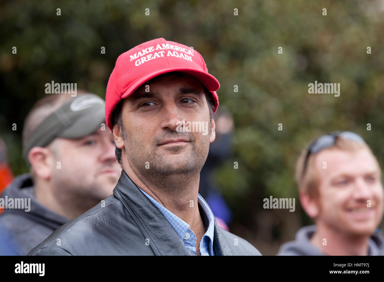 Man wearing 'Make America Great Again' hat - USA Stock Photo