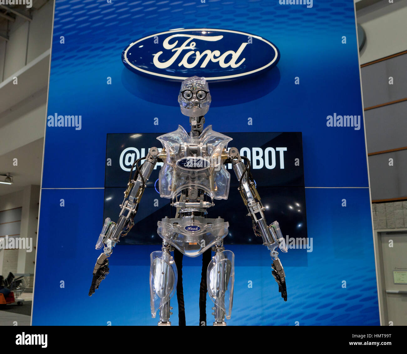 Hank , Ford's talking robot on display at the 2017 Washington Auto Show